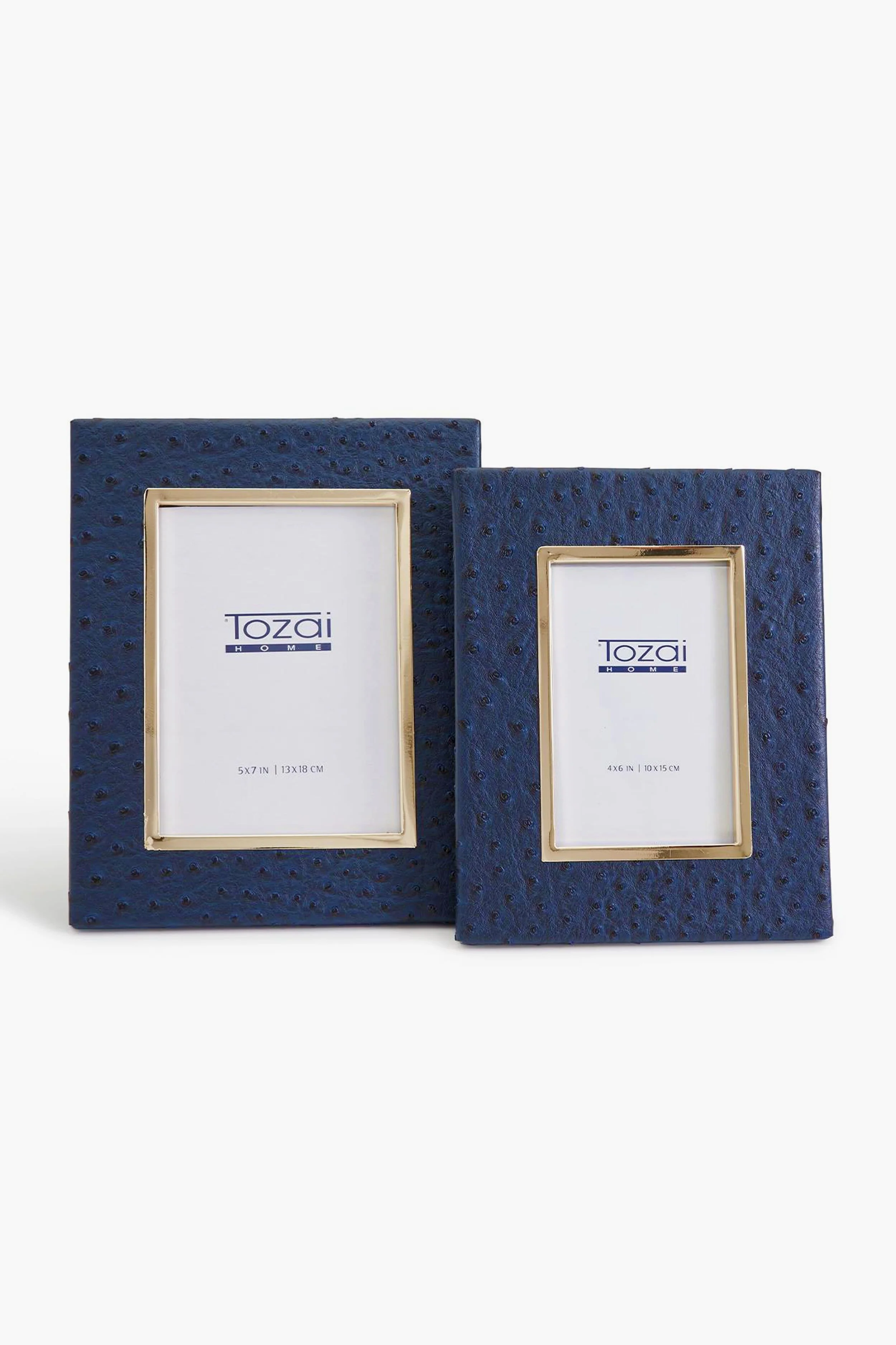 4x6 Navy Ostrich Photo Frame with Gold Edge - Image 2