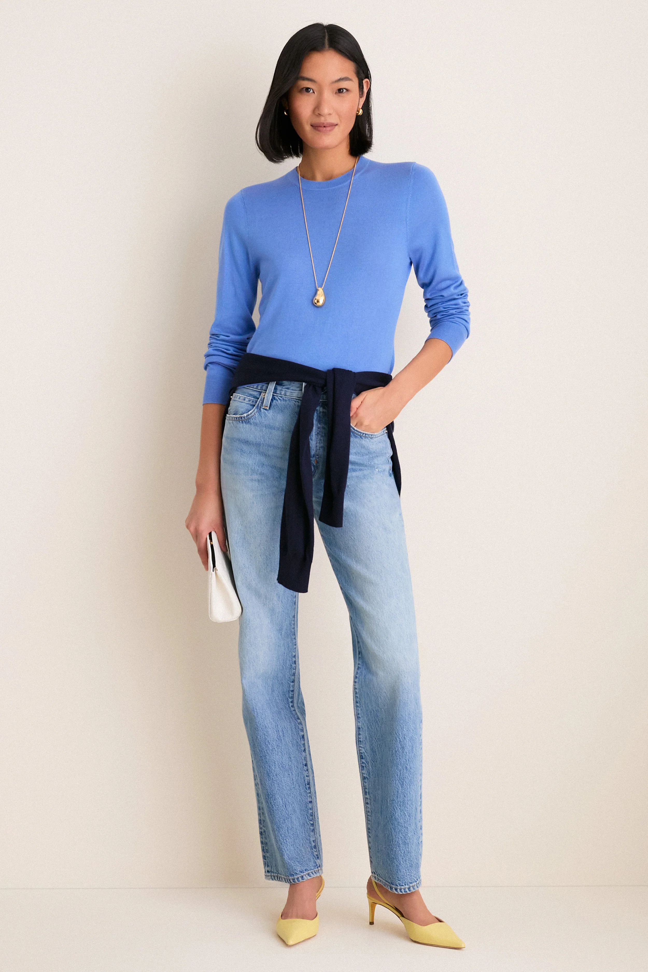 Allure Blue Cashmere Silk Long Sleeve Katie Tee - Image 2