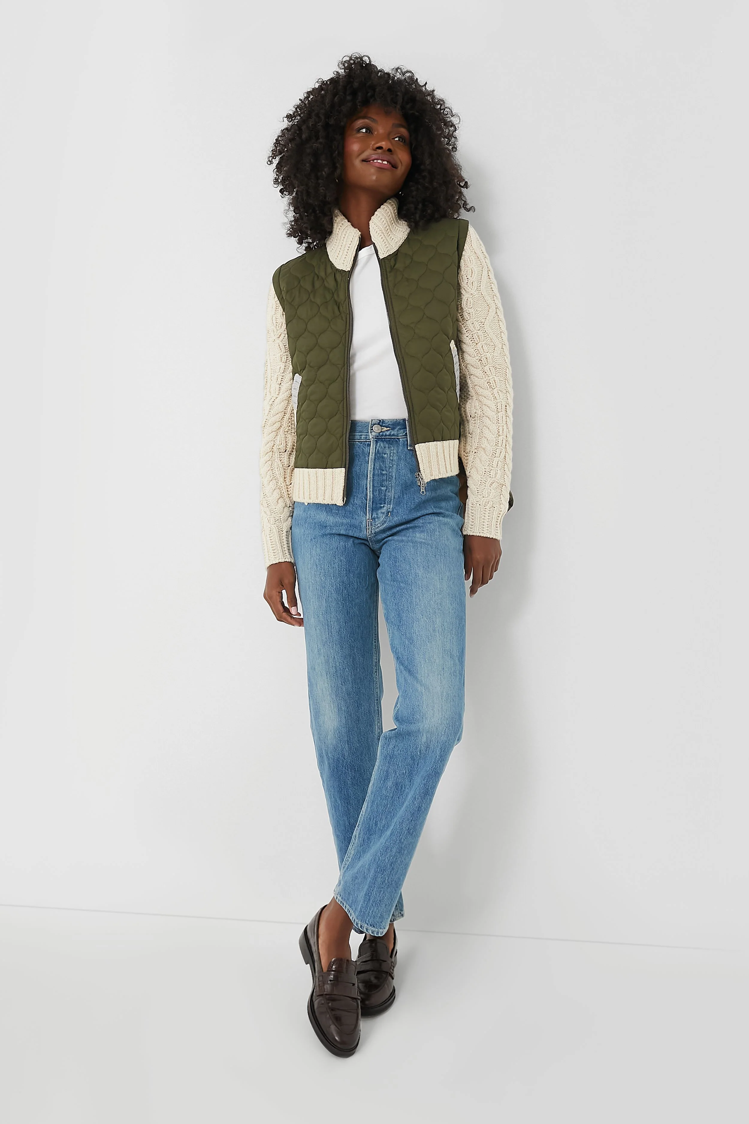 Army and Oatmeal Patra Mixed Media Jacket - Image 7
