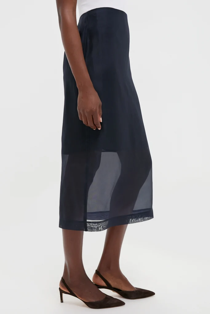 Atlantic Silk Organza Woven Midi Pencil Skirt - Image 3