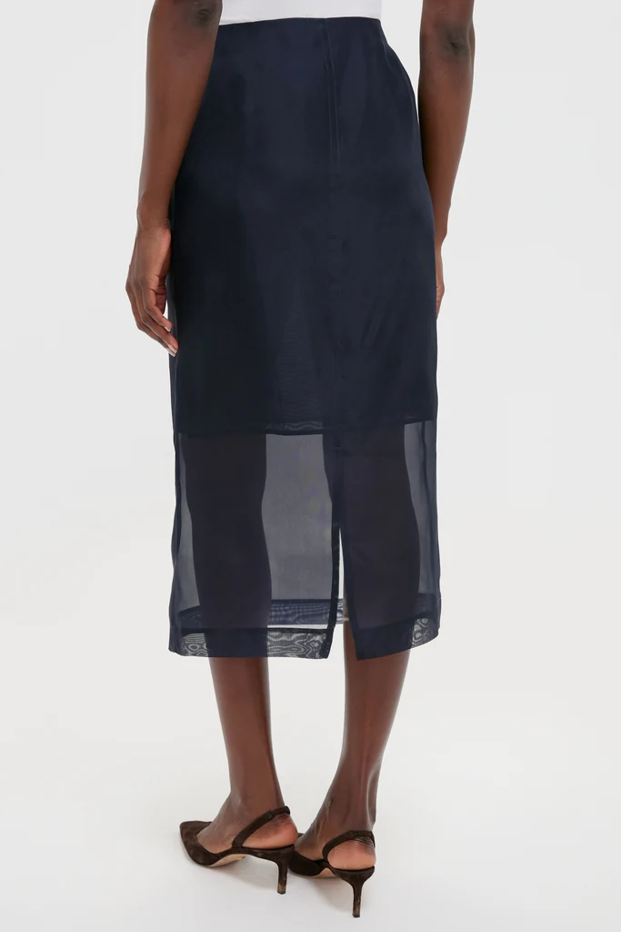 Atlantic Silk Organza Woven Midi Pencil Skirt - Image 4