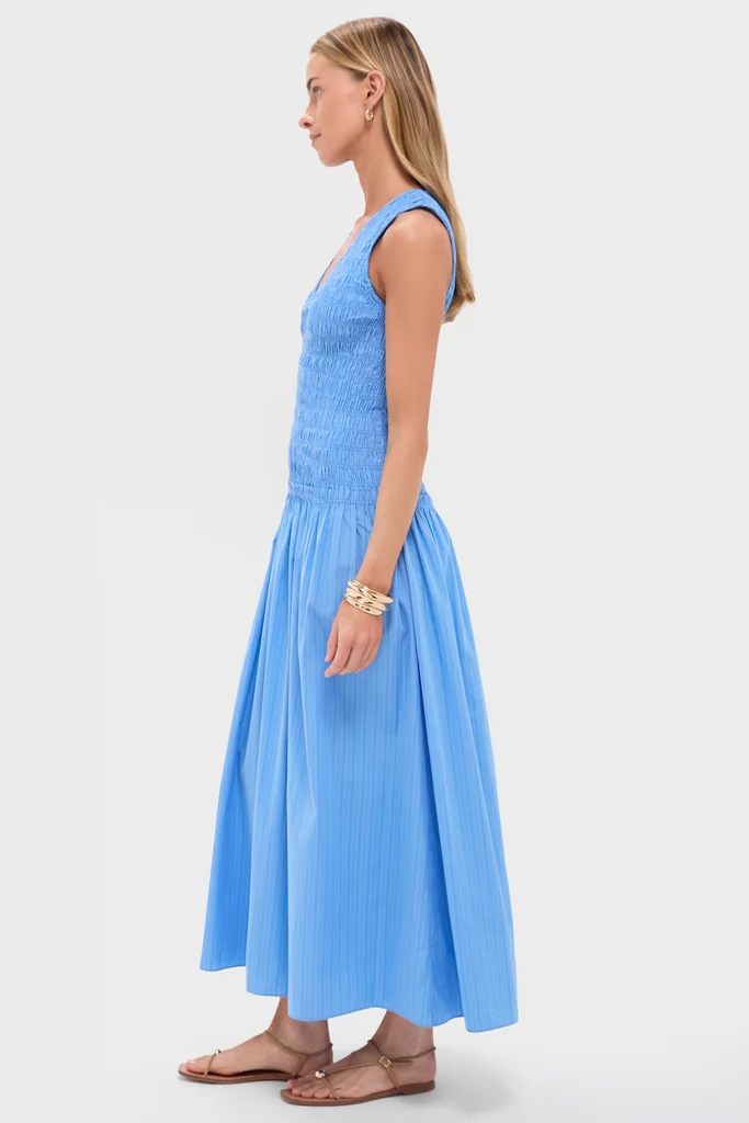 Azul Mico Pinstripe Palomar Midi Dress - Image 4