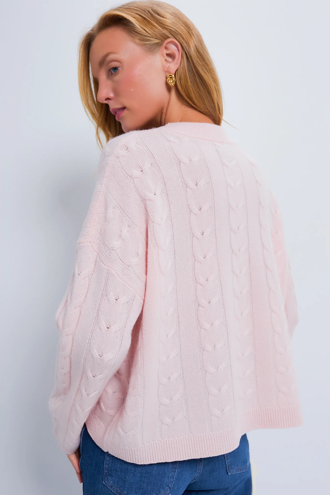 Ballet Slipper Cashmere Eloise Cable Knit Boyfriend Crewneck - Image 4