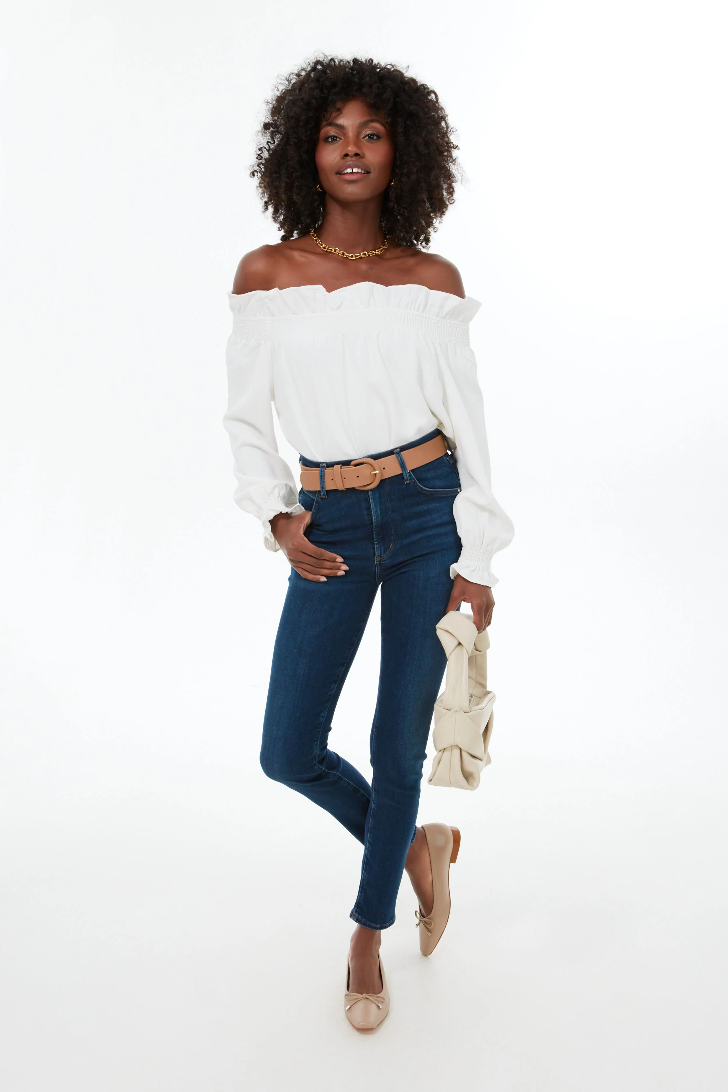 Beige Leather Monica Flats - Image 4