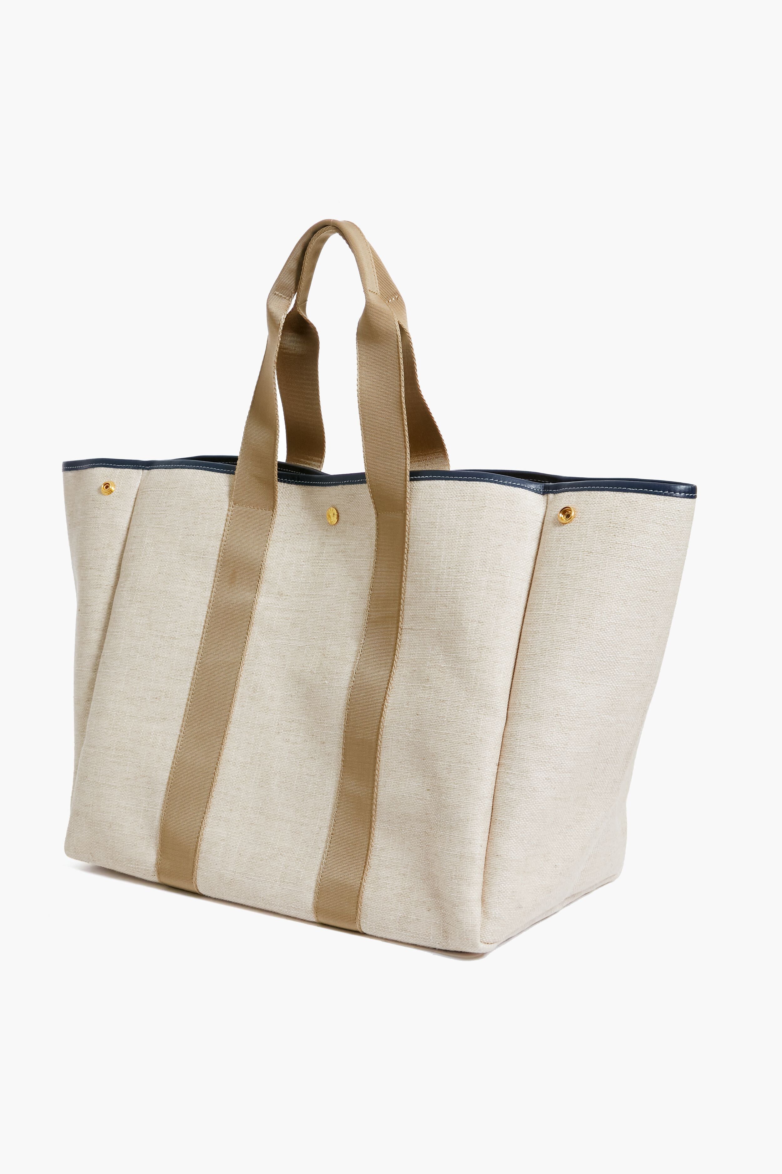 Beige Traversee L Linen Tote - Image 7