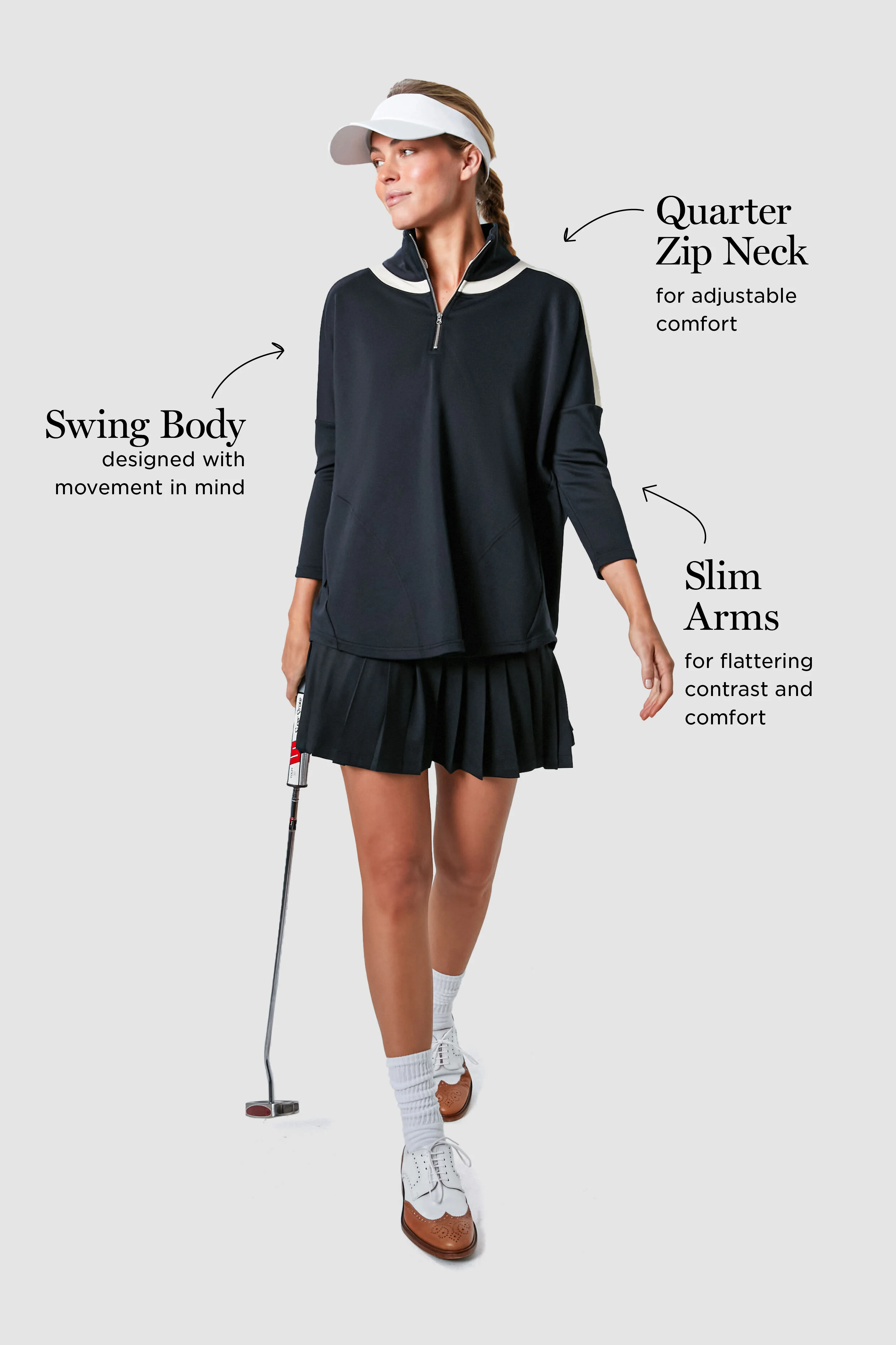 Black and Ivory Amelie Quarter Zip - Image 3
