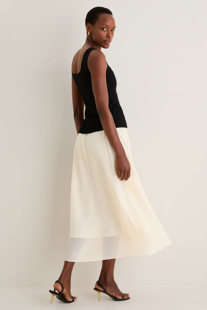 Black and Ivory Square Neck Vest Midi Dress - Image 4