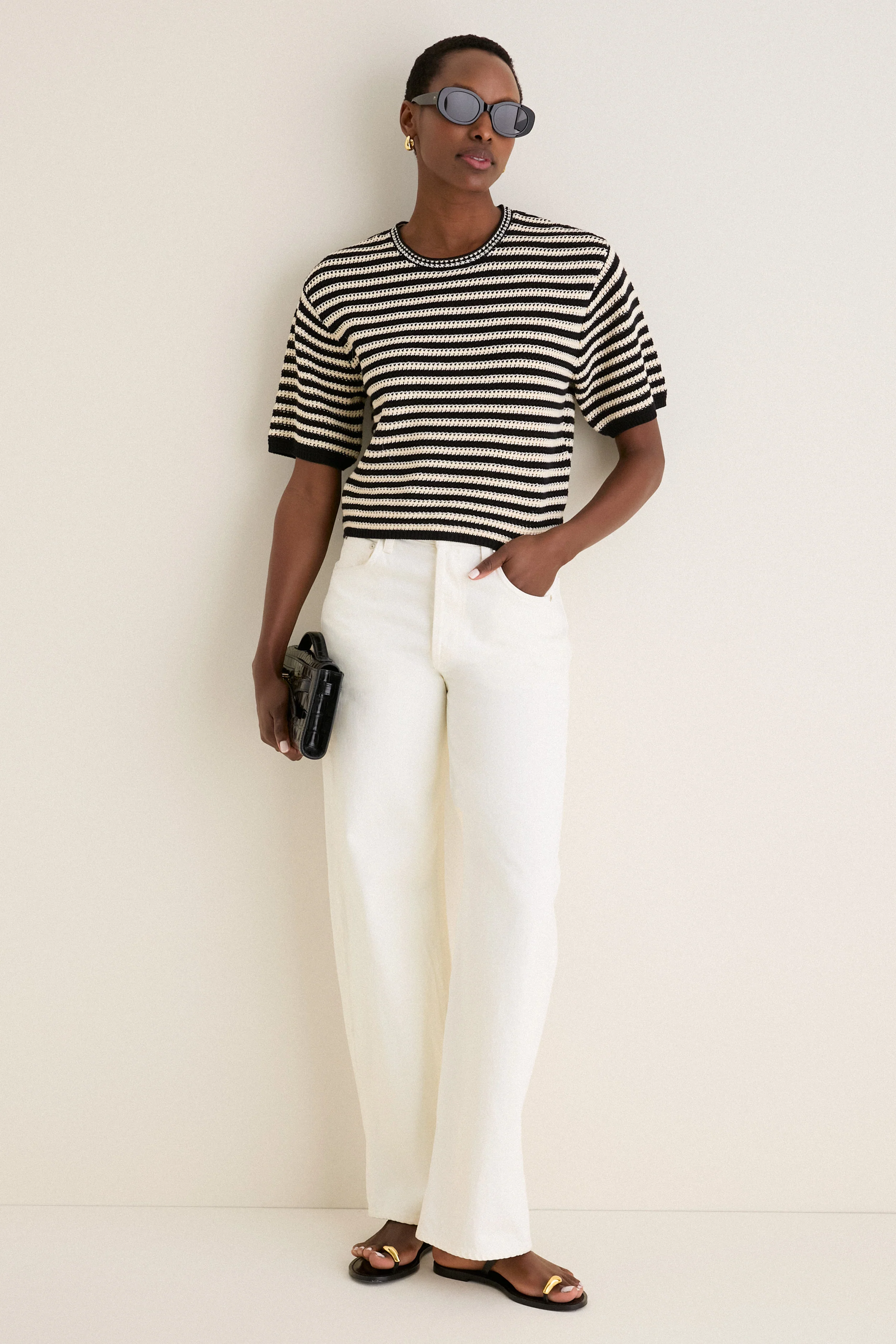 Black and Ivory Stripe Theo Sweater - Image 2