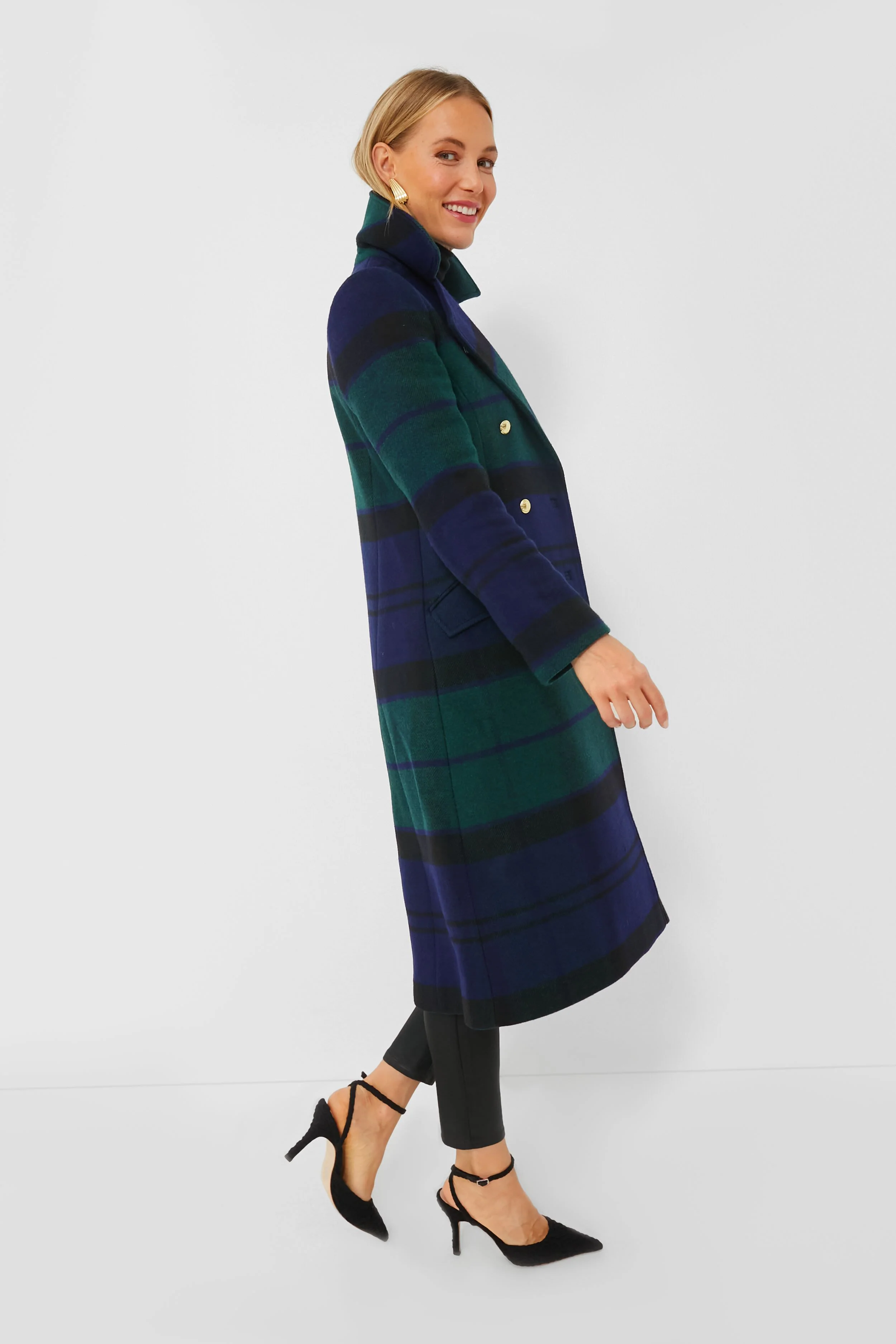 Black and Sage Tartan Marlene Wool Jacket - Image 3