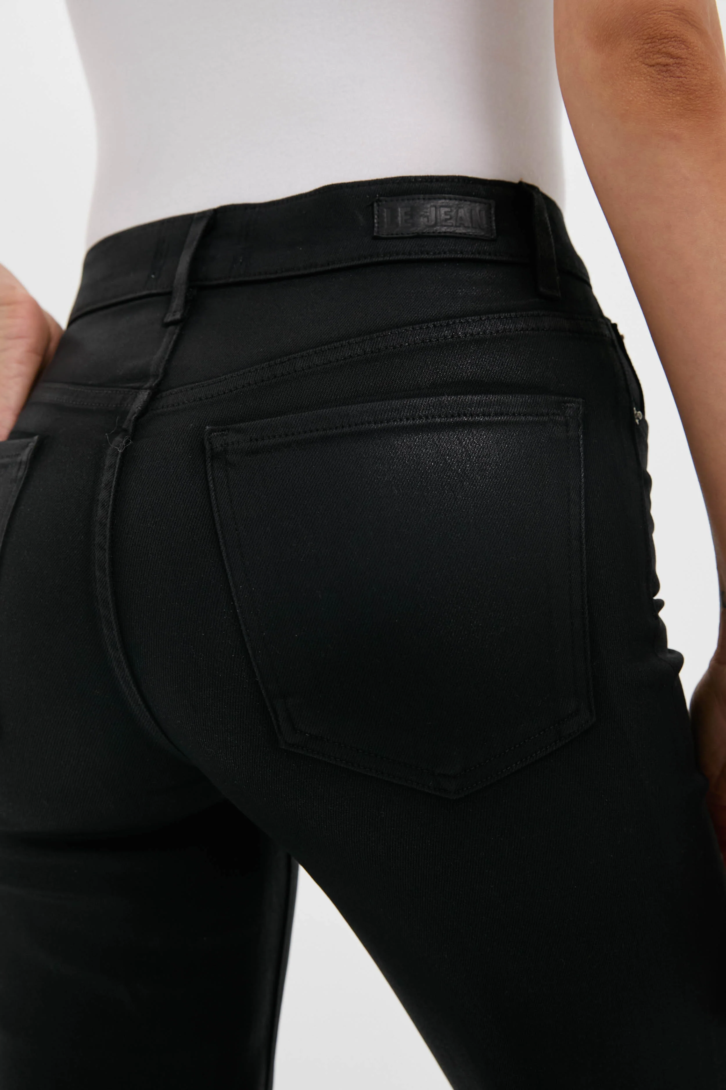 Black Coated Mid Rise Column Jean - Image 4