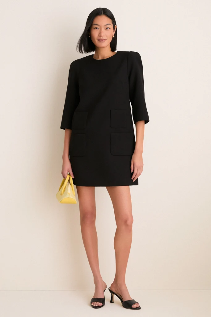 Black Crepe Delphine Mini Dress - Image 2