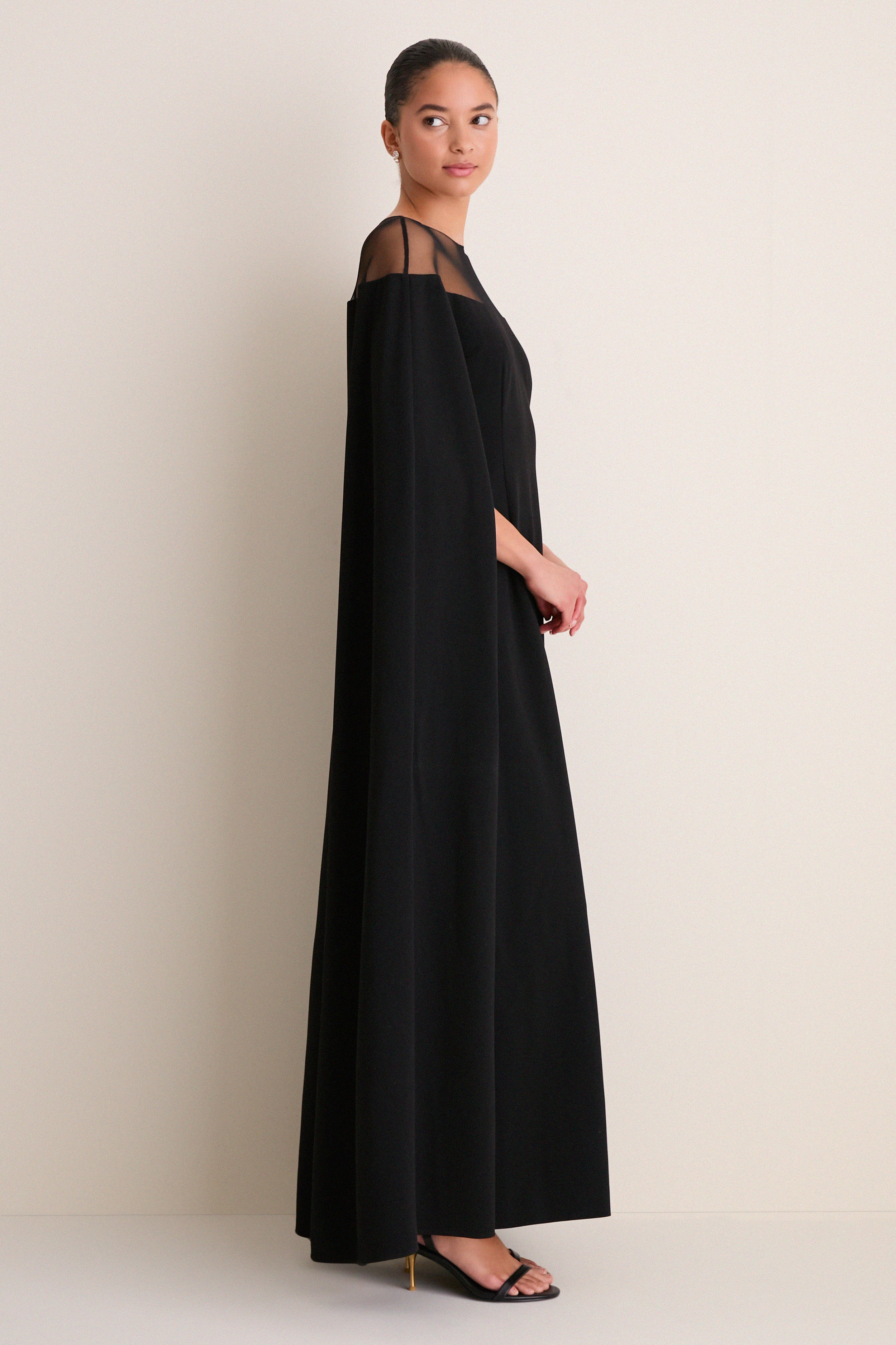 Black Estelle Cape Maxi Dress - Image 4