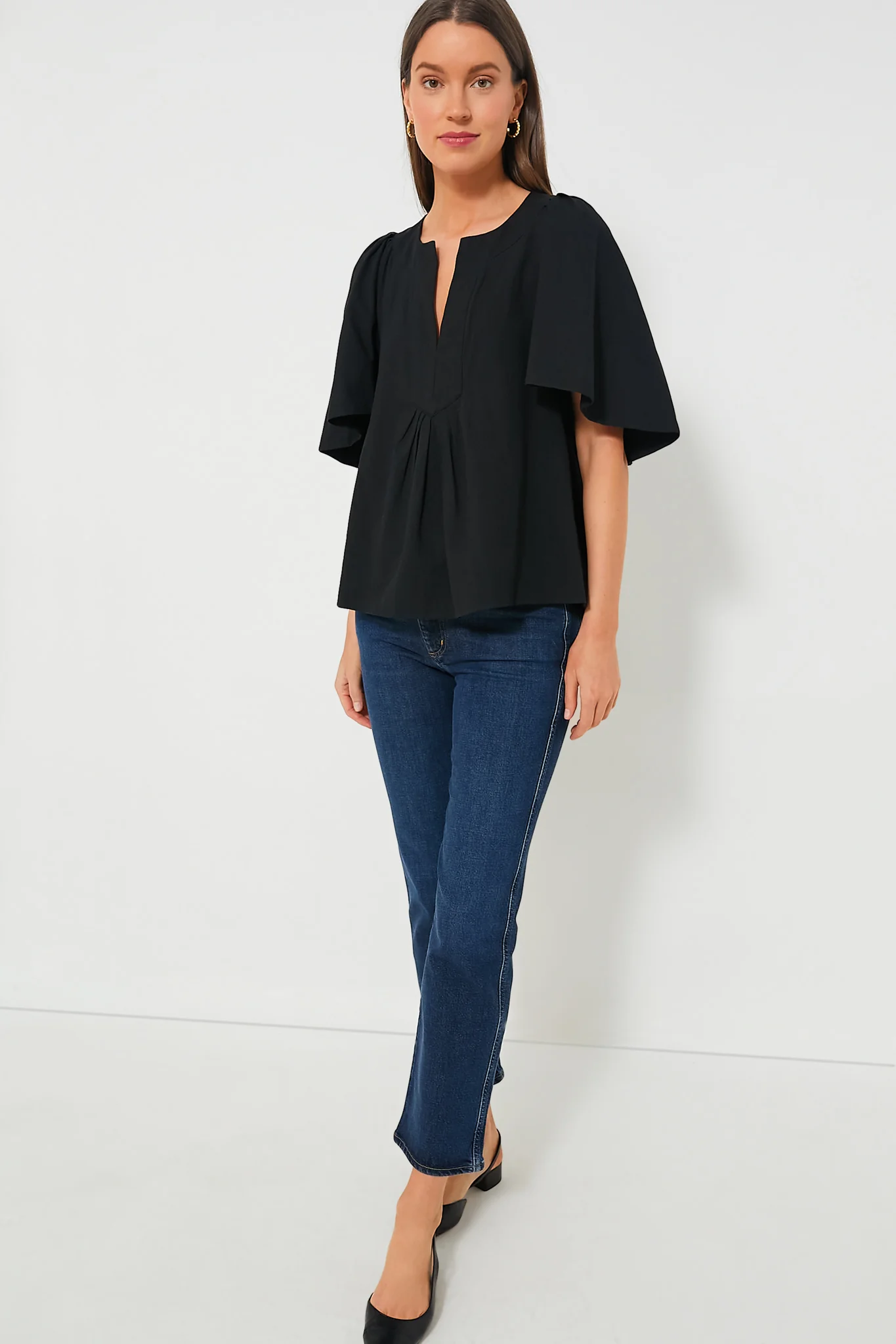 Black Finley Flutter Sleeve Top - Image 3