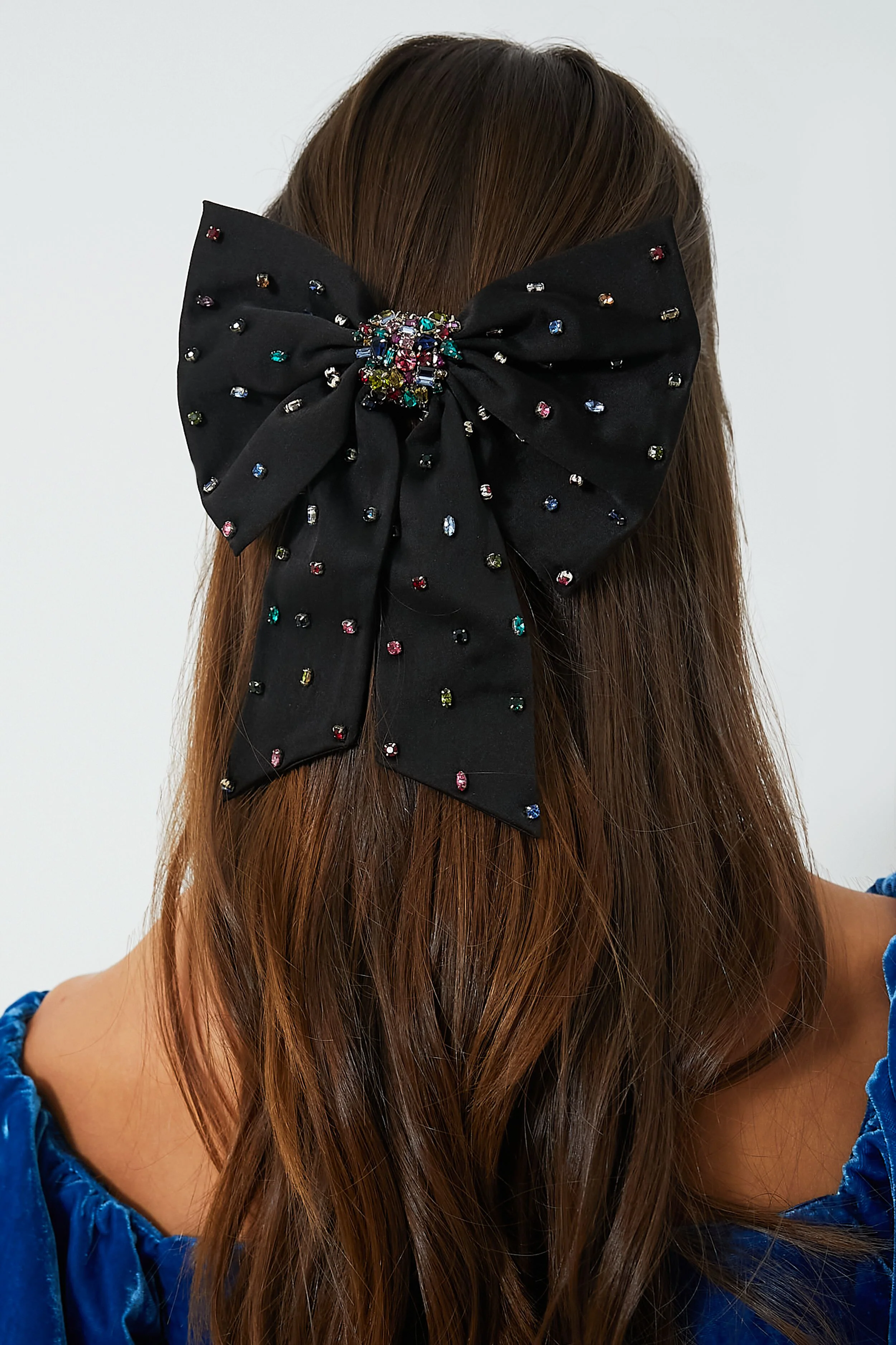 Black Grace Crystal Bow Hairclip - Image 2