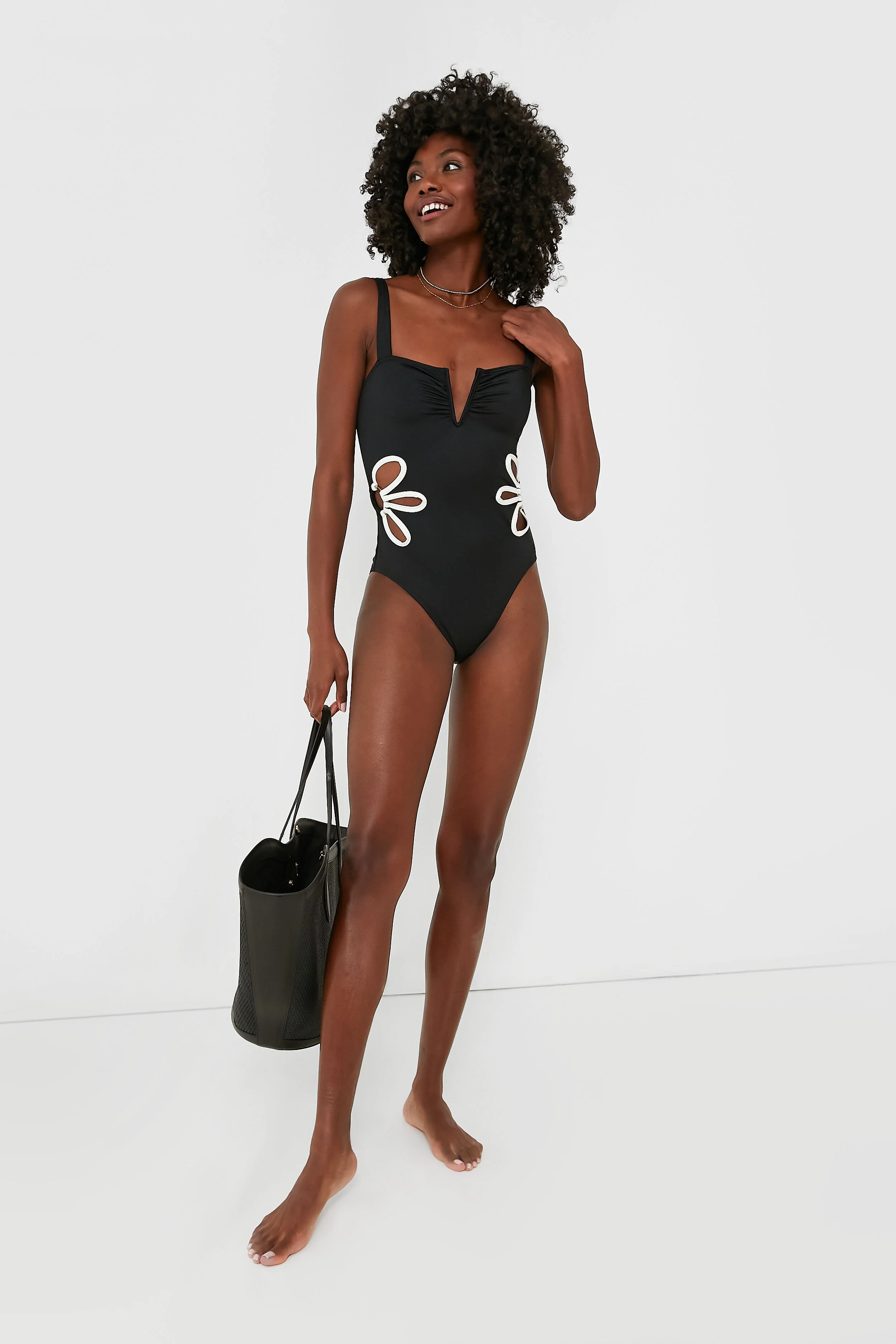 Black and Ivory Flora One Piece - Image 2