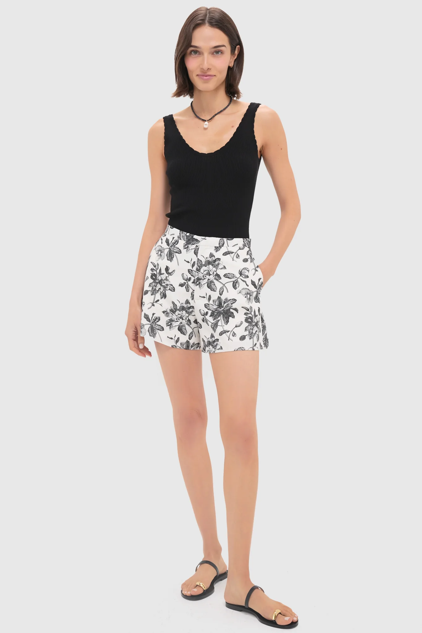 Black & Ivory Floral Hallie Shorts - Image 6