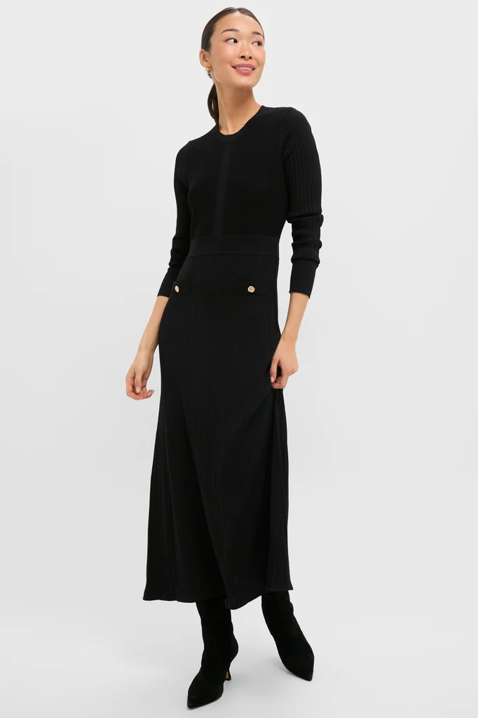 Black Knit Long Sleeve Ruby Dress