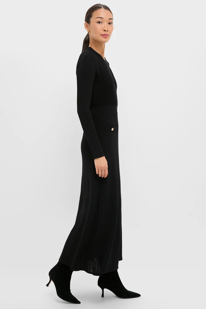 Black Knit Long Sleeve Ruby Dress - Image 3