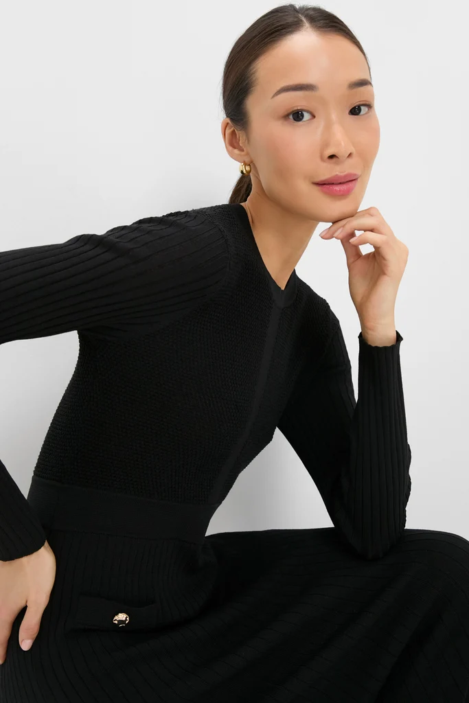 Black Knit Long Sleeve Ruby Dress - Image 5