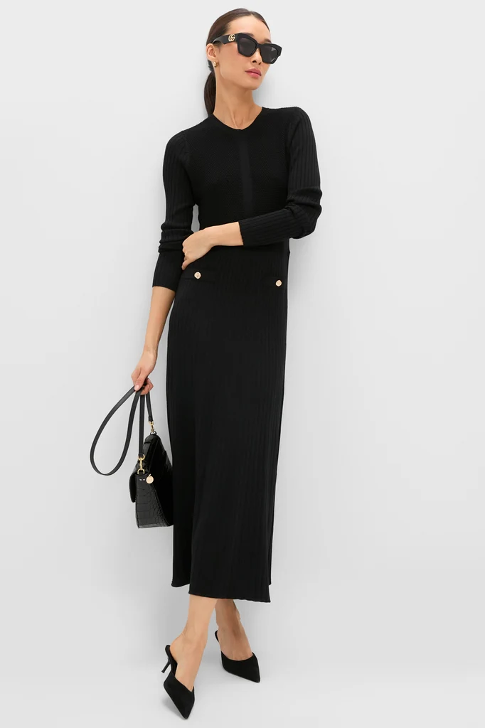 Black Knit Long Sleeve Ruby Dress - Image 6