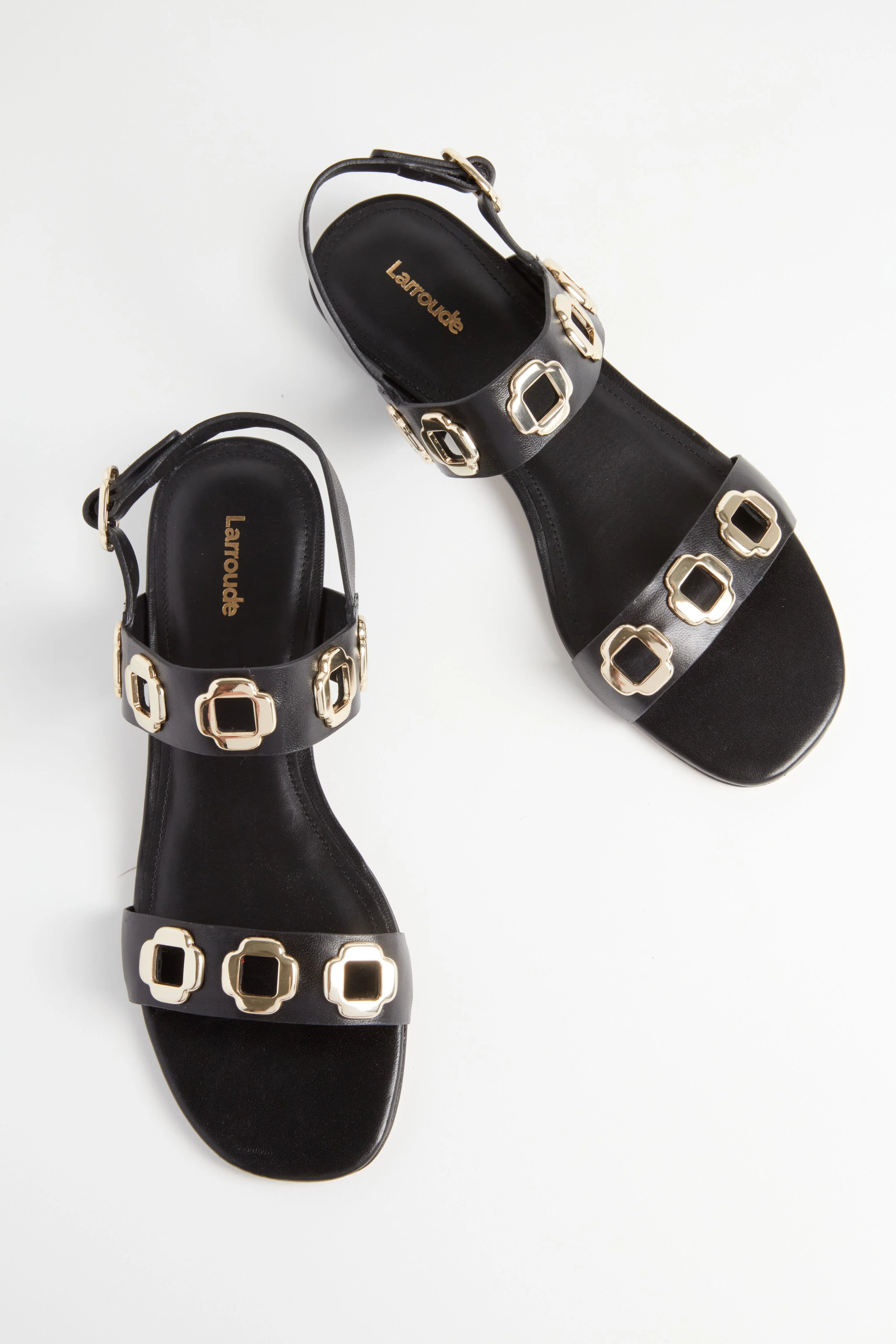 Black Leather Milan Flat Sandals - Image 5