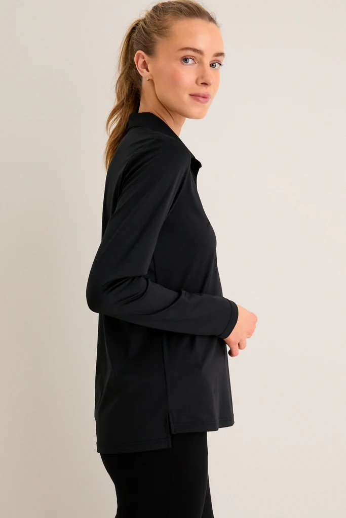 Black Long Sleeve Performance Jersey Caroline Polo - Image 3