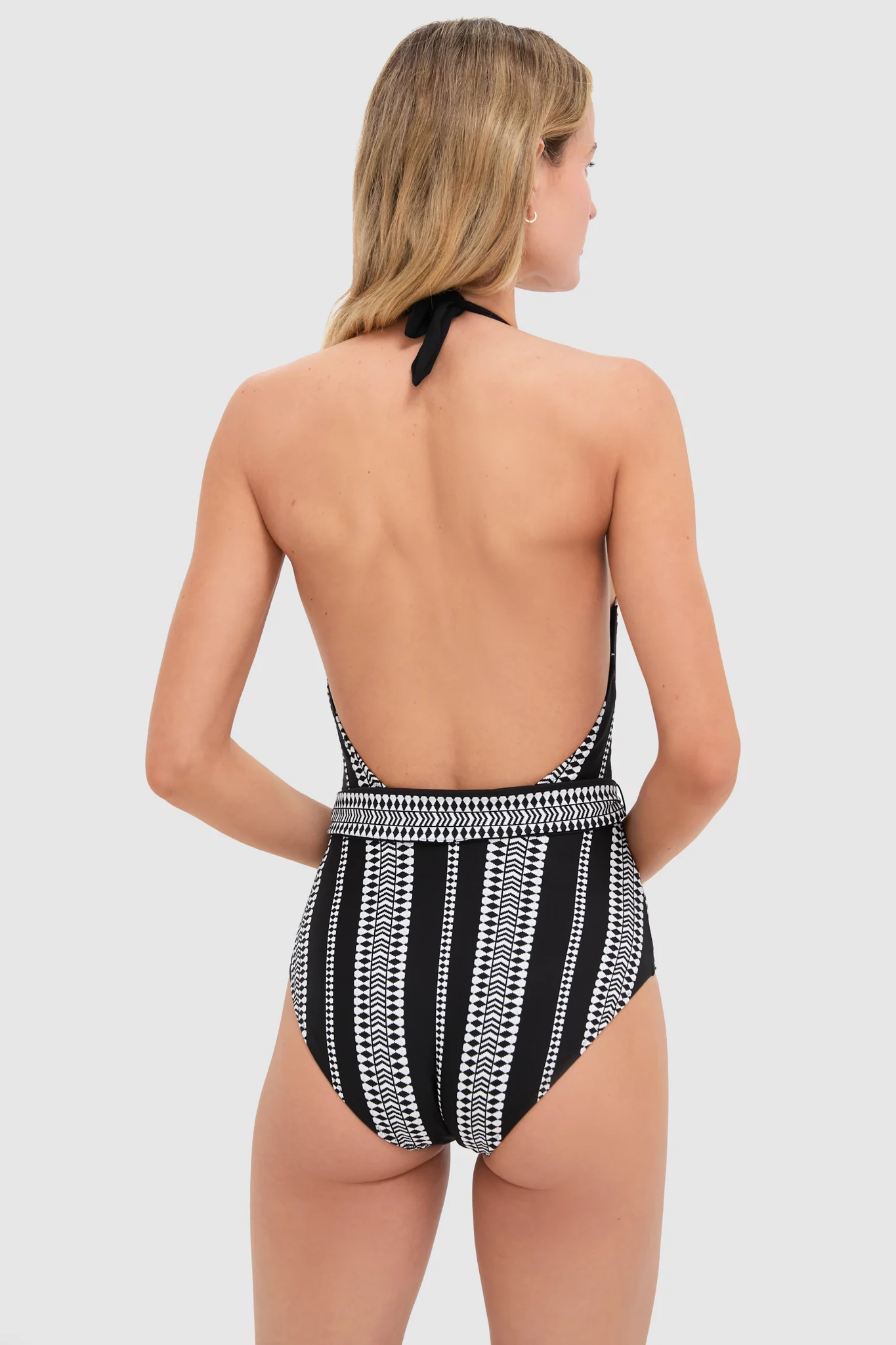 Black Luchia Deep V Belted One Piece - Image 4