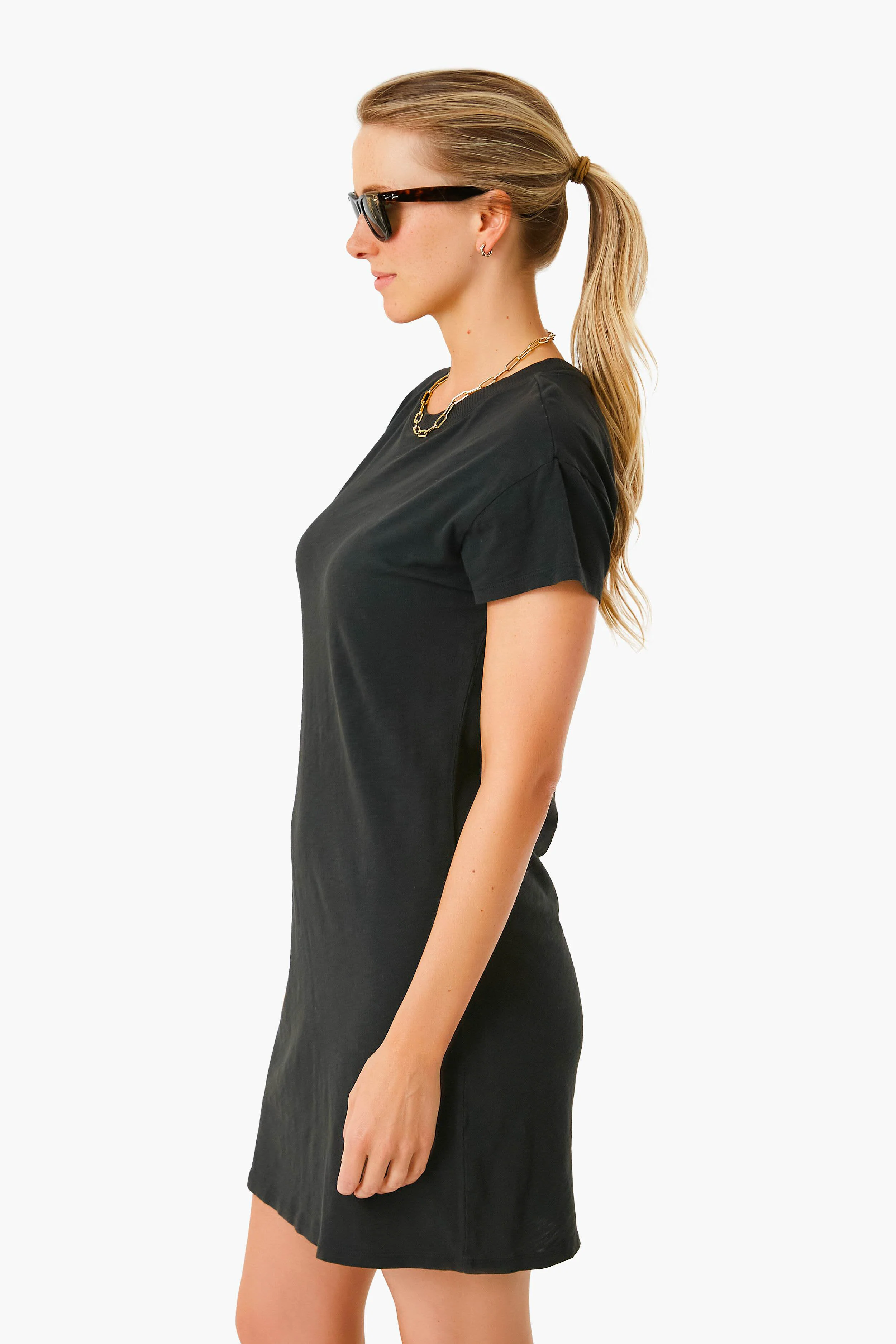 Black Modern Slub Tee Dress - Image 3