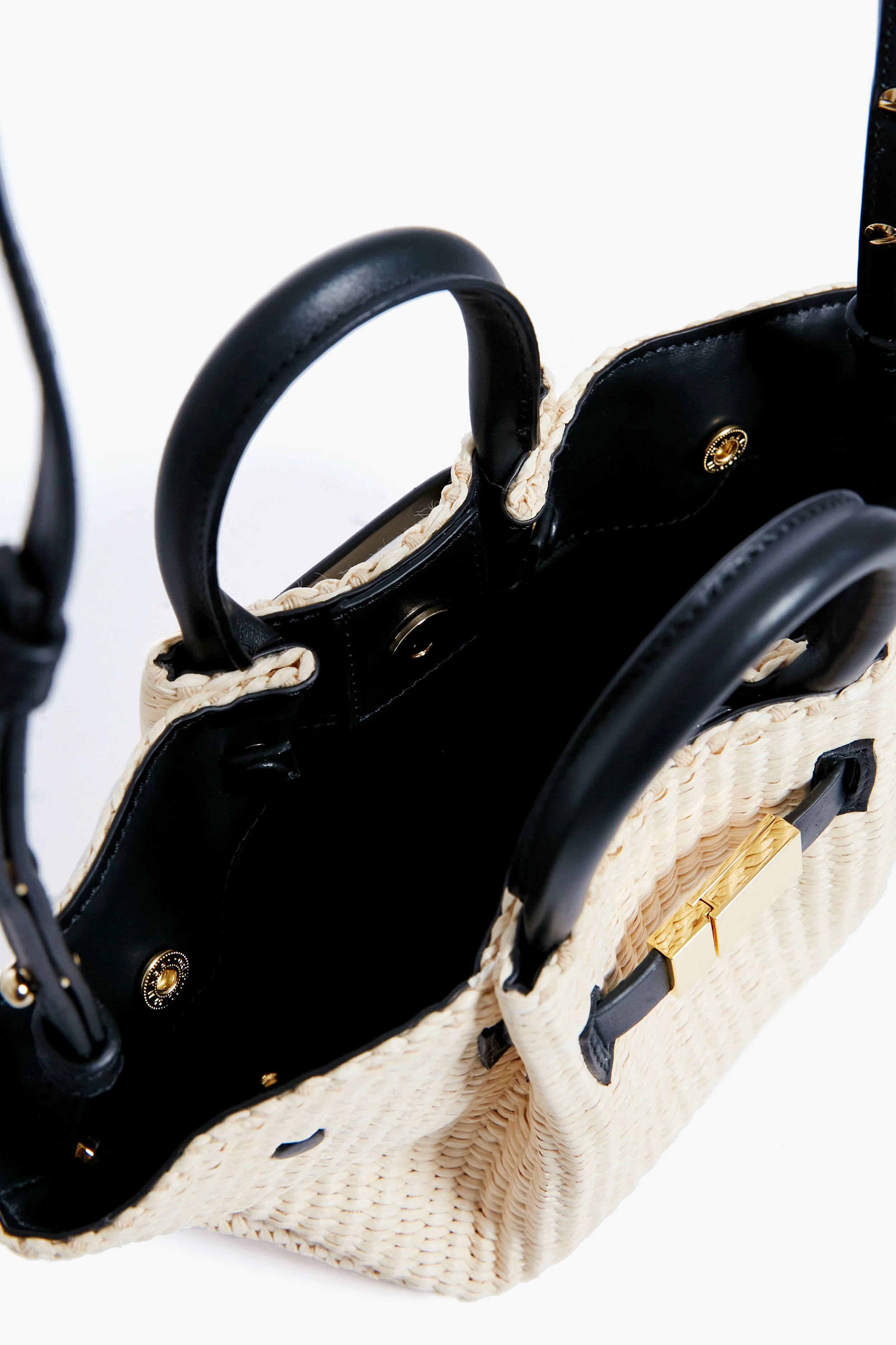 Black Natural Raffia Mini New York Bag - Image 4