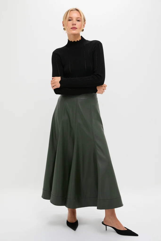 Black Pointelle Knit Allen Turtleneck - Image 6