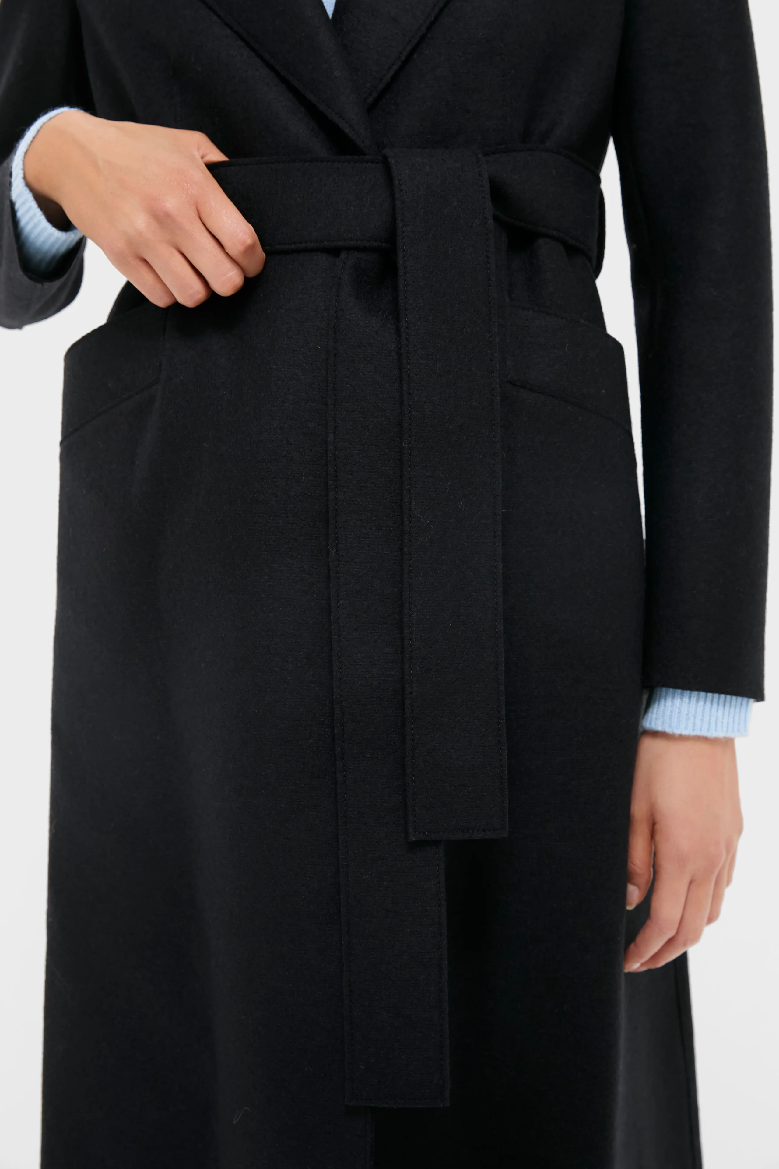 Black Pressed Wool Long Maxi Coat - Image 6