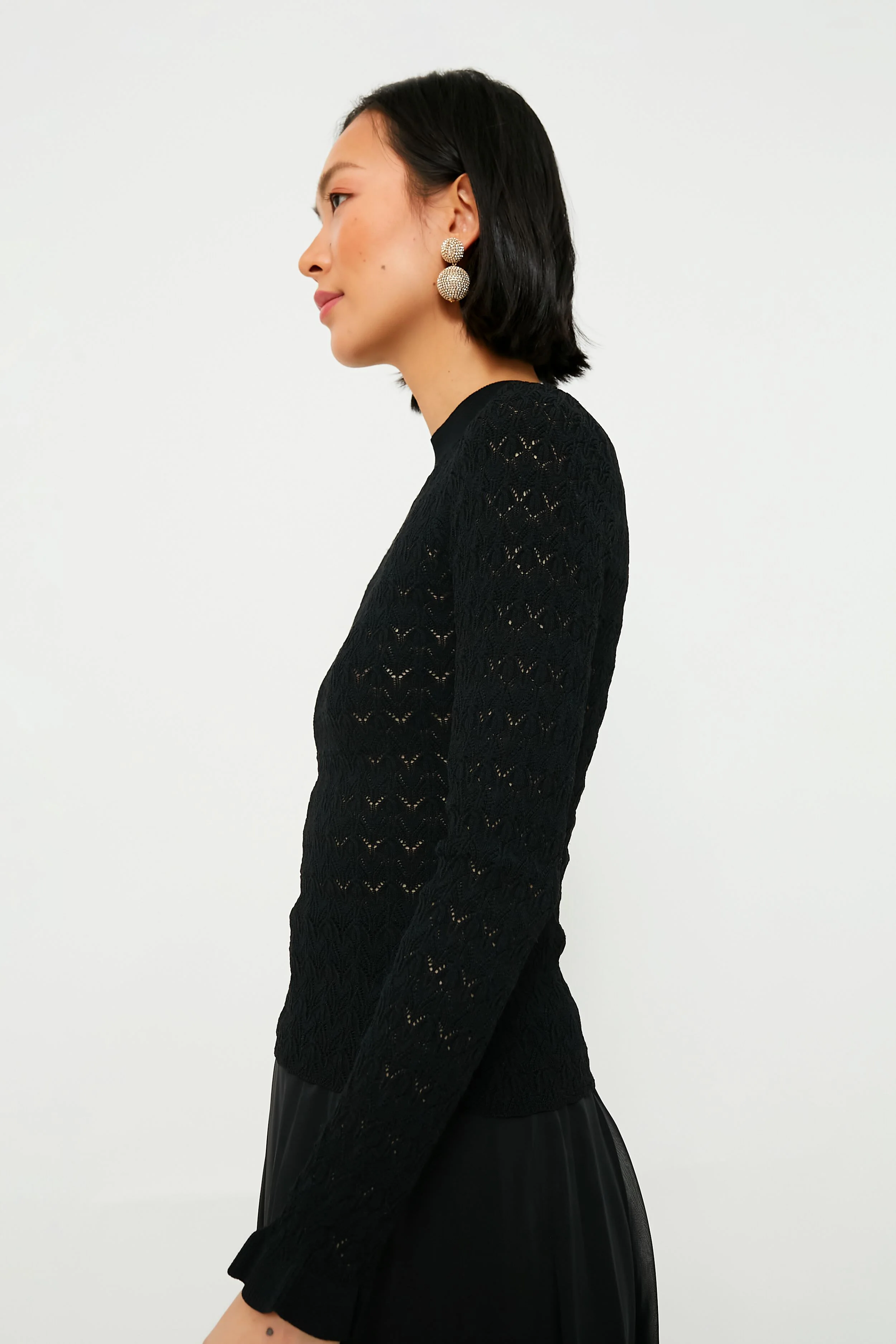 Black Rue Fine Knit Gauge High Neck Sweater - Image 3