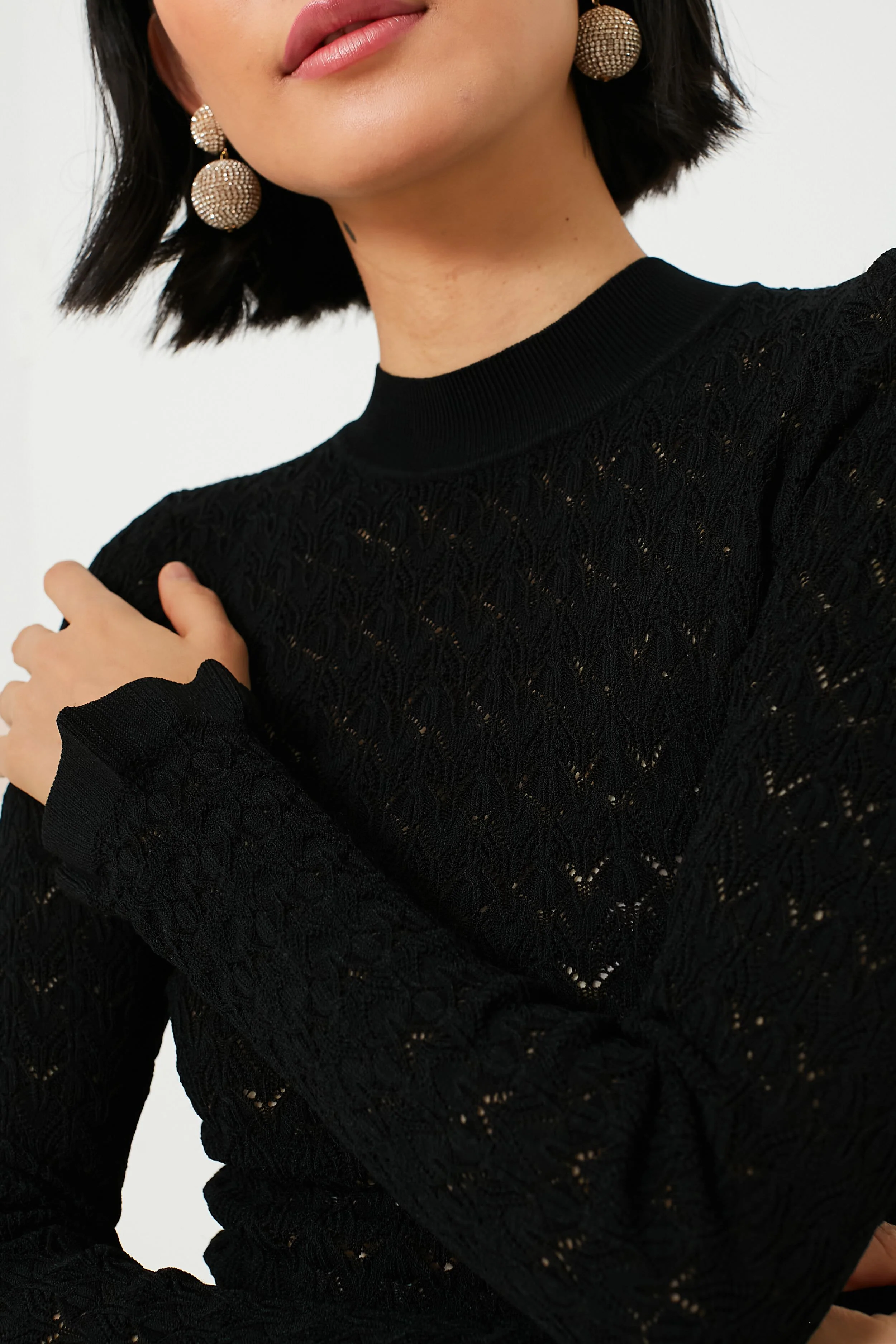 Black Rue Fine Knit Gauge High Neck Sweater - Image 5