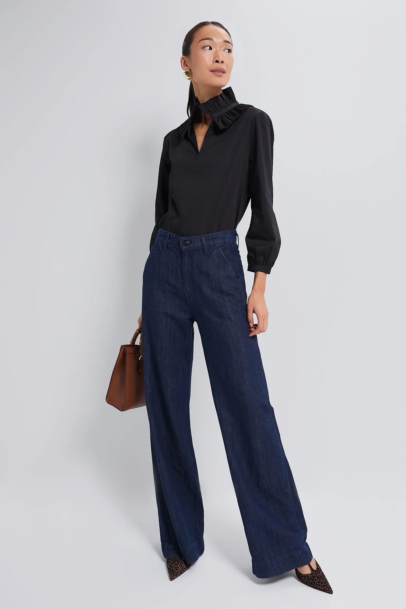 Black Ruffle Neck Bouvier Blouse - Image 2