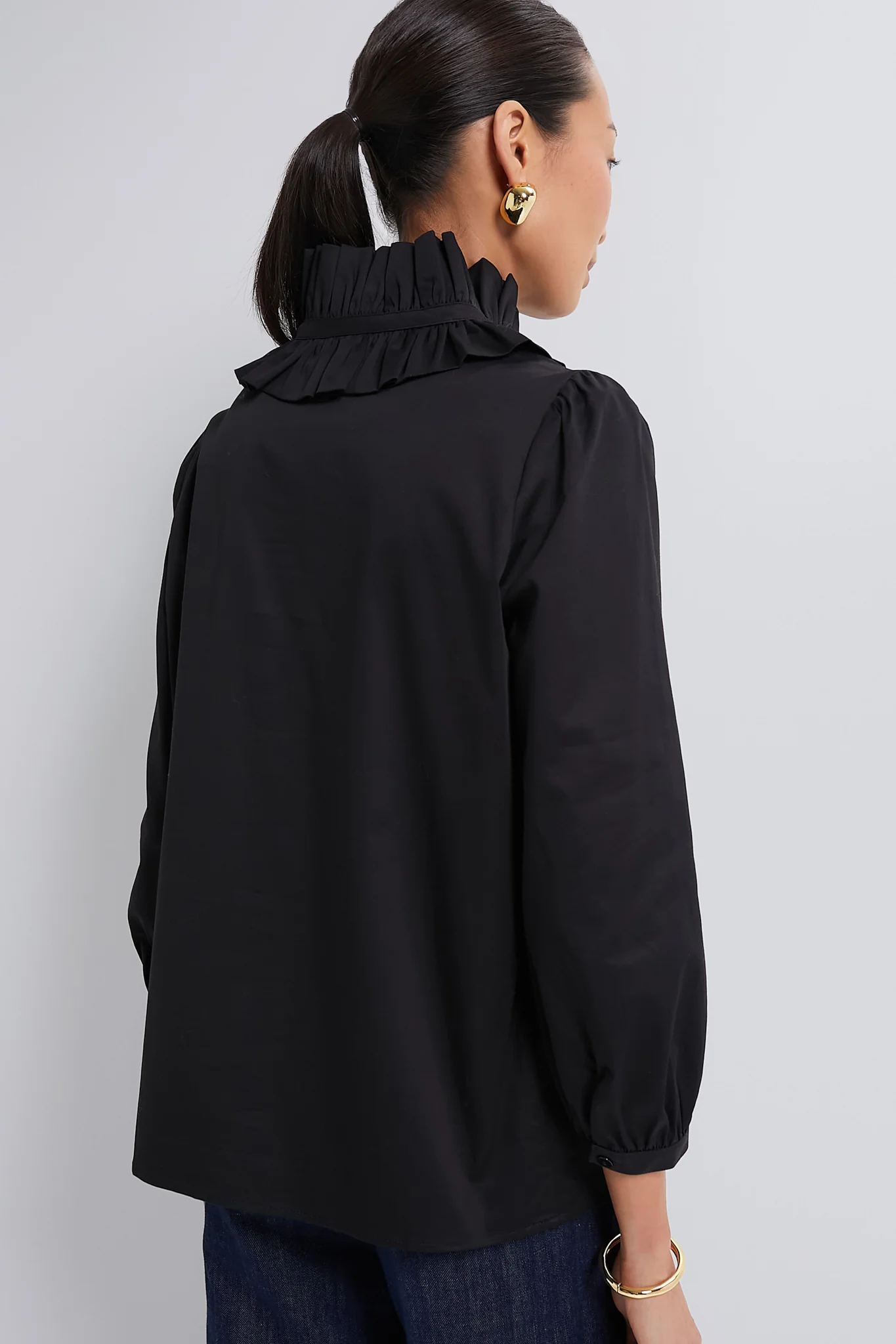 Black Ruffle Neck Bouvier Blouse - Image 4
