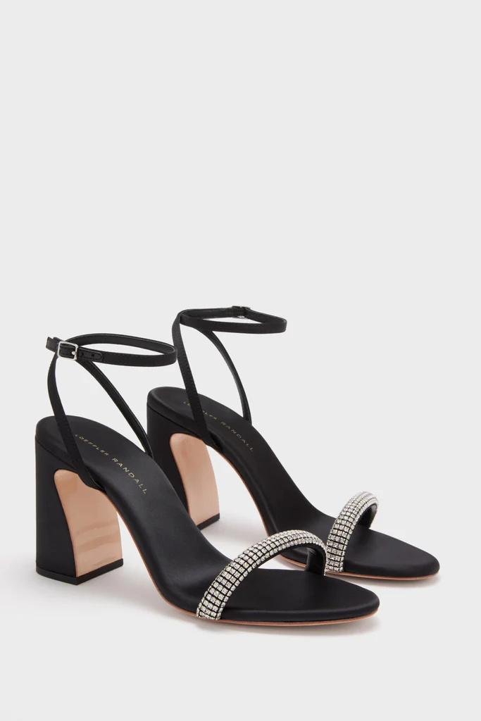 Black Satin with Diamonds Malia Heels - Image 4