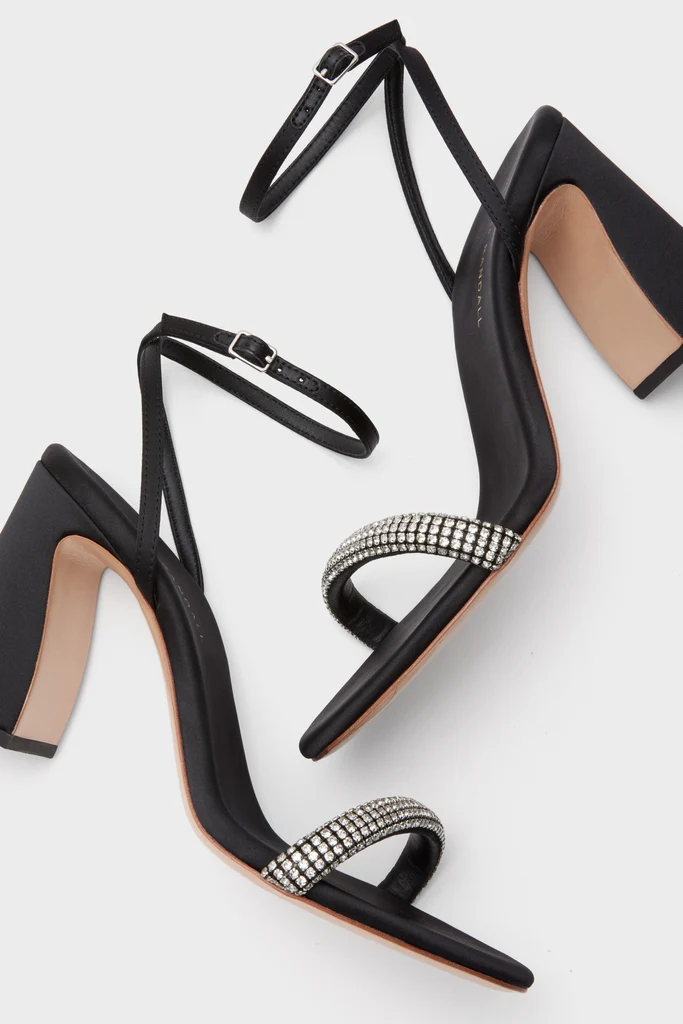 Black Satin with Diamonds Malia Heels - Image 5