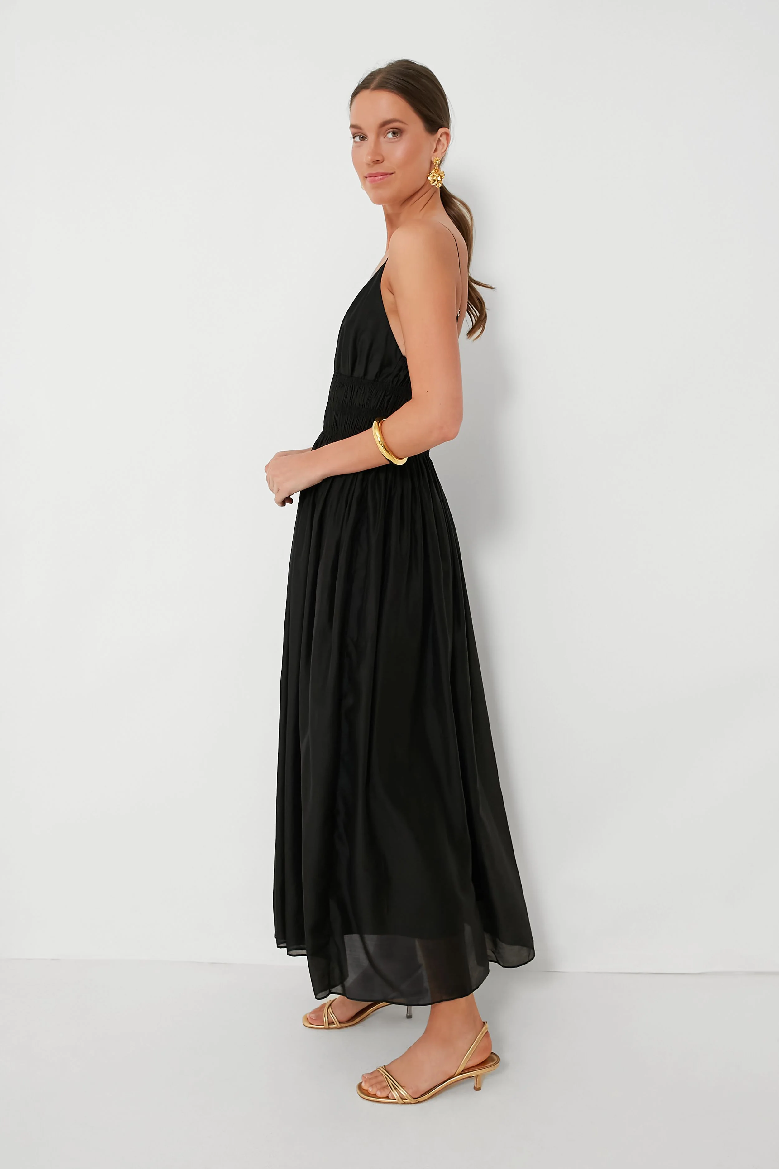 Black Sleeveless V-Neck Maxi Dress - Image 3