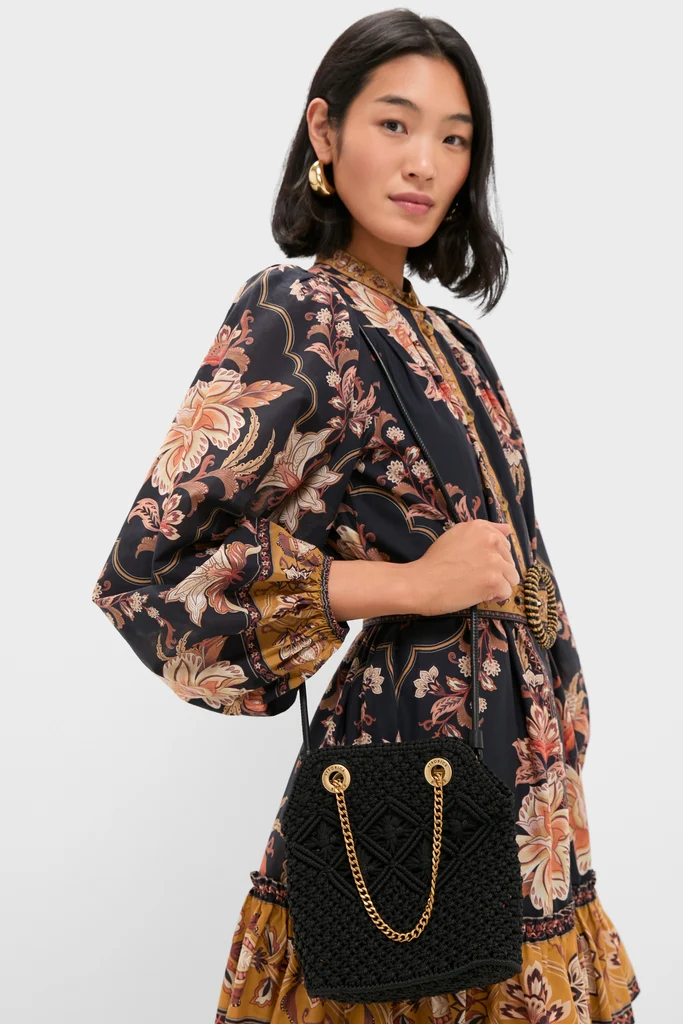 Black Small Macrame Veronica Beard Slouch Bag - Image 2