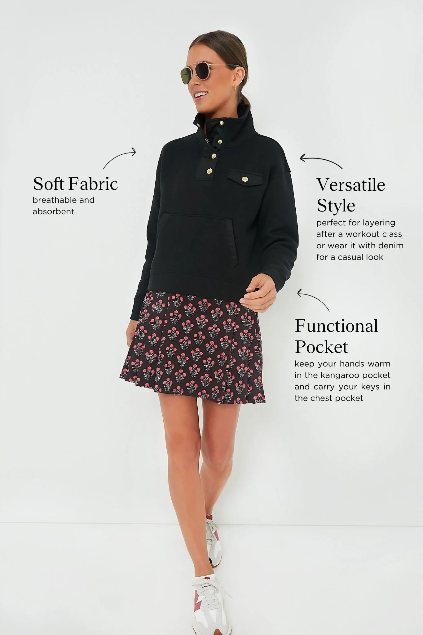 Black Snap Neck Bailey Pullover - Image 3