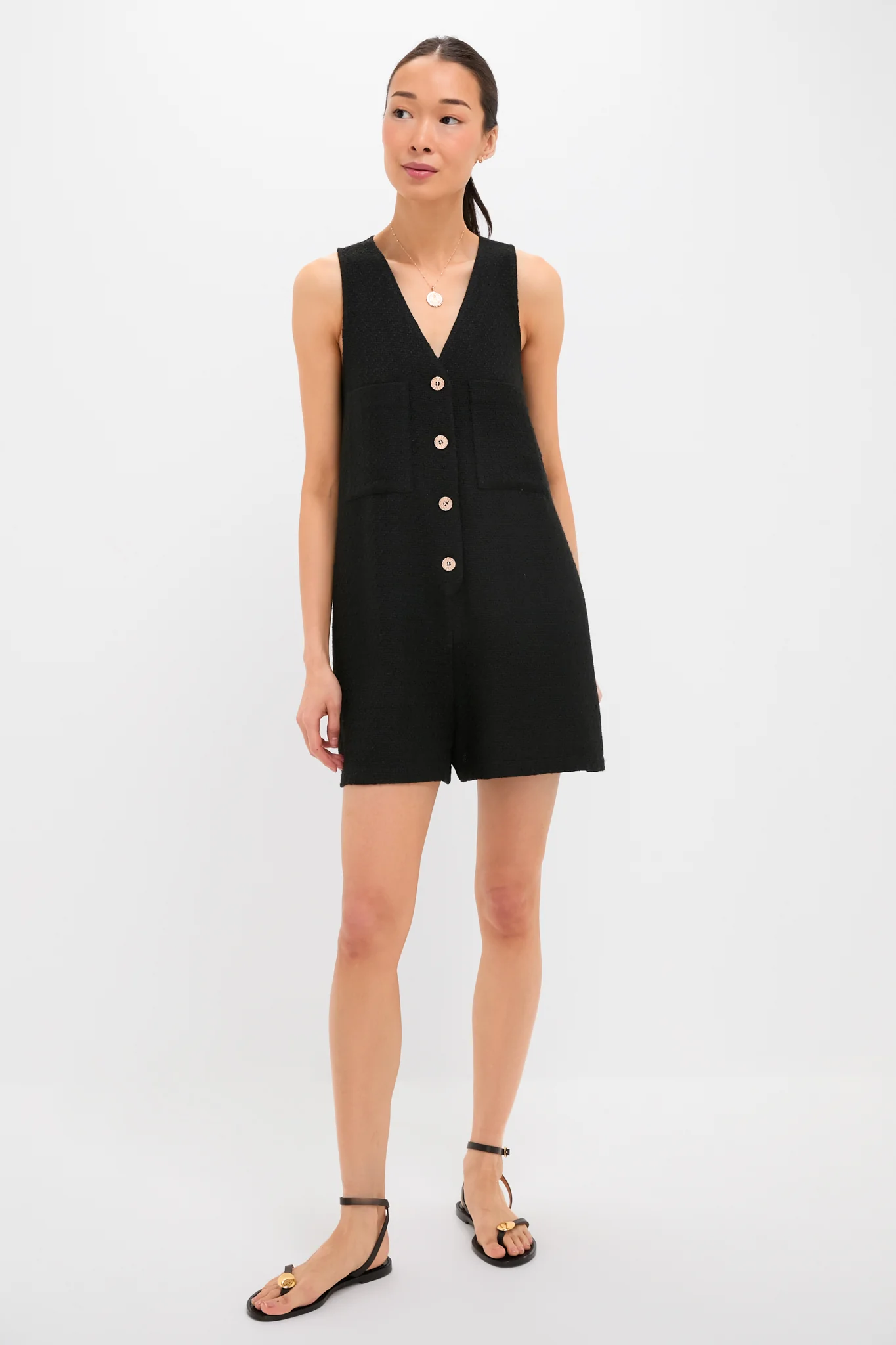 Black Textured Myla Romper - Image 2