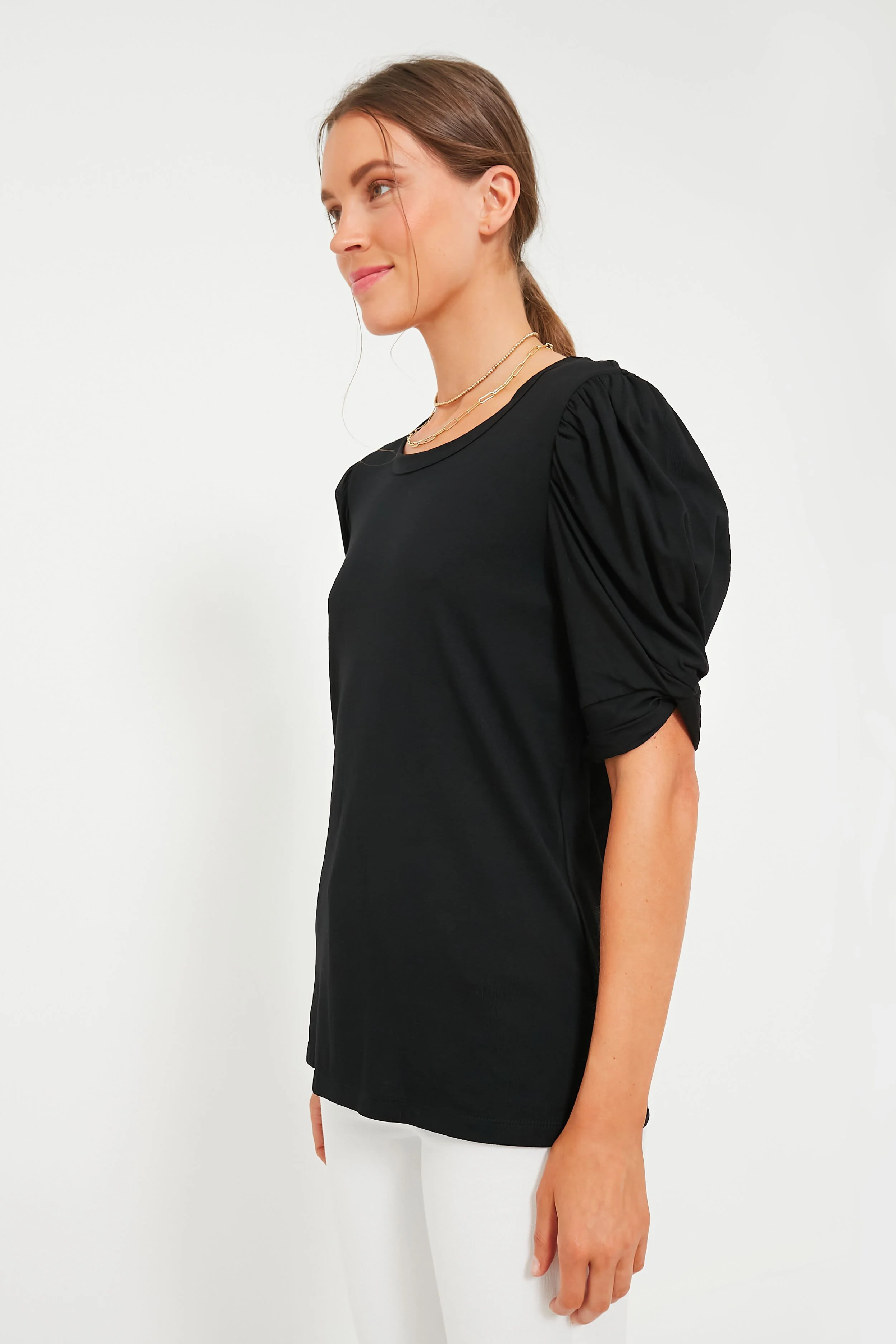 Black Vesty Puff Short Sleeve Crewneck - Image 3