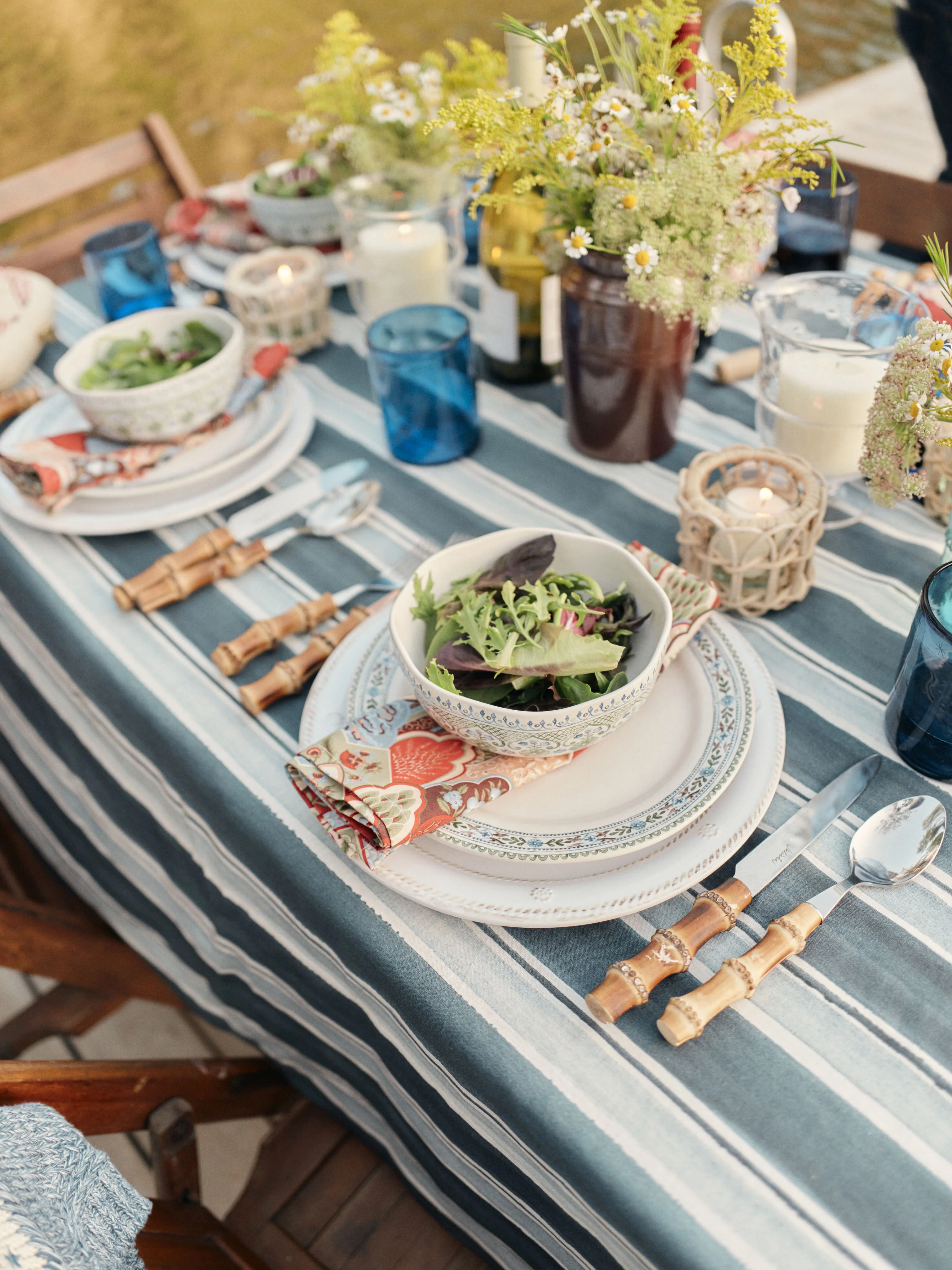 Blue and Grey Stripe Tablecloth - Image 2