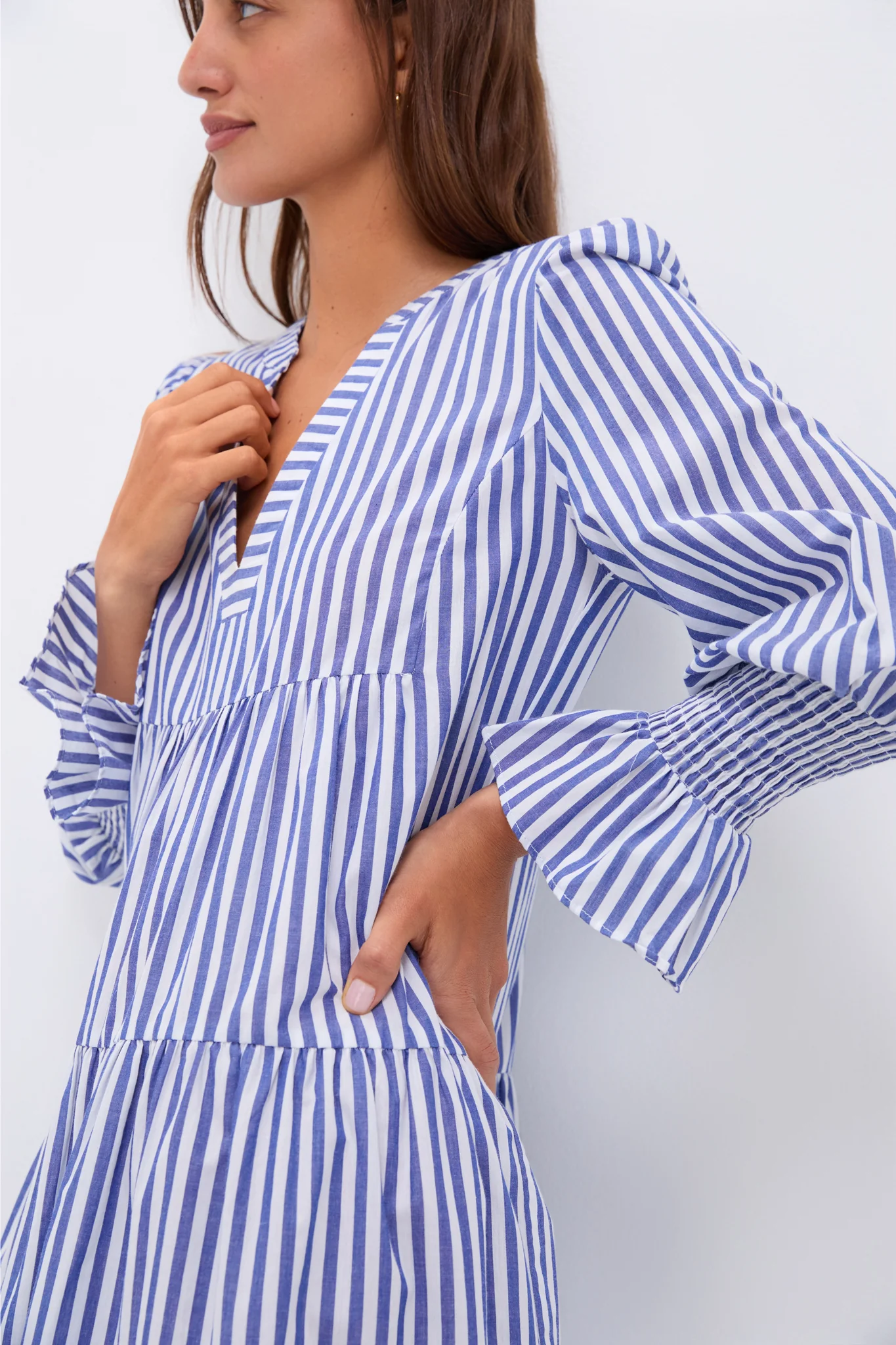 Blue and White Stripe Cotton Poplin Kenzo Dress - Image 5