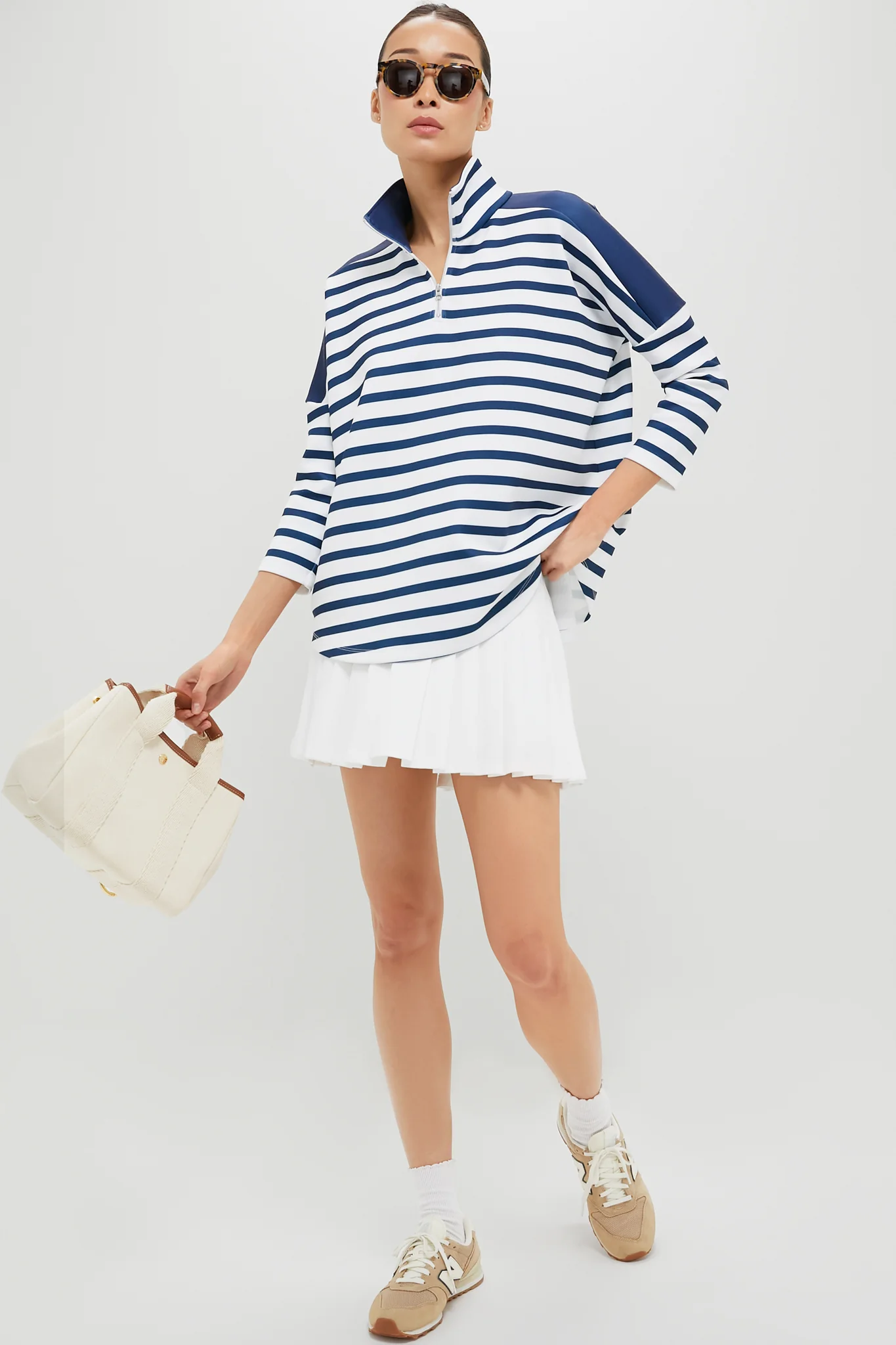 Blue and White Stripe Hudson Quarter Zip - Image 3