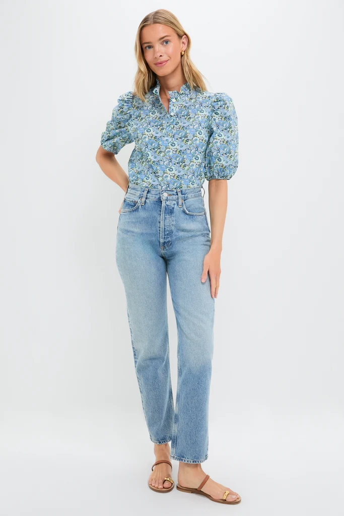 Blue Ditsy Floral Florence Blouse - Image 6