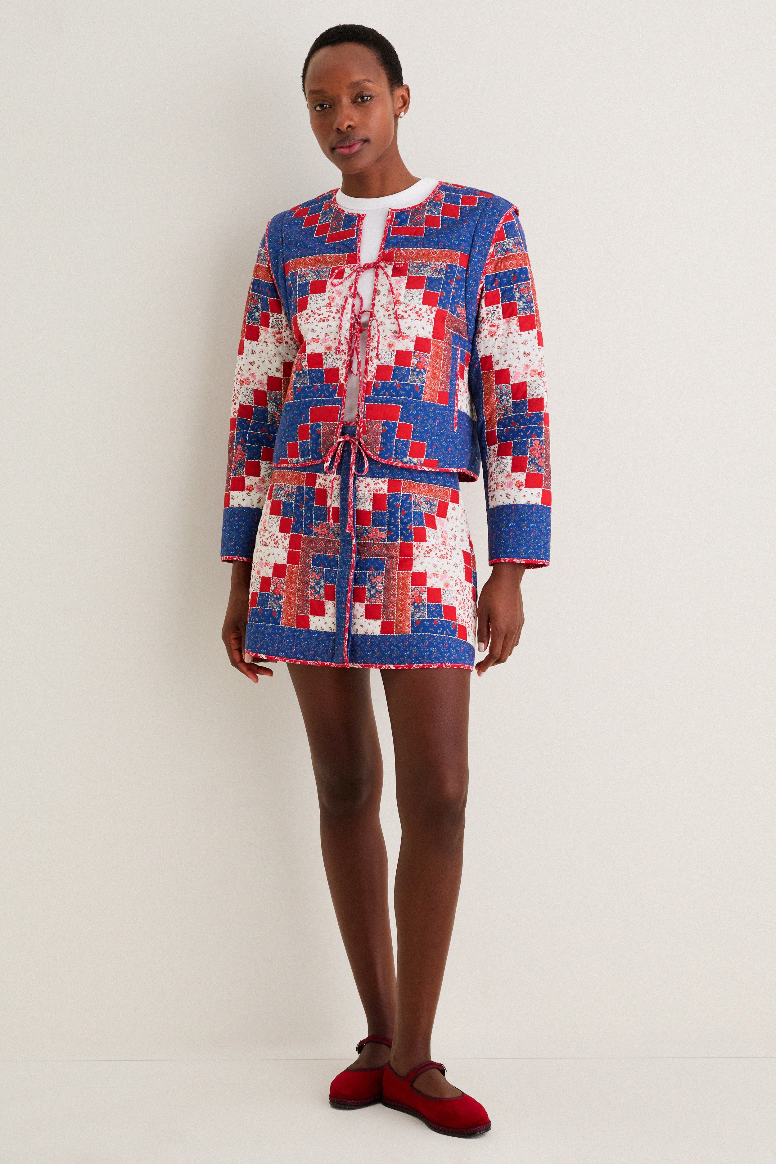 Blue Multi Quilted Louise Mini Skirt - Image 6