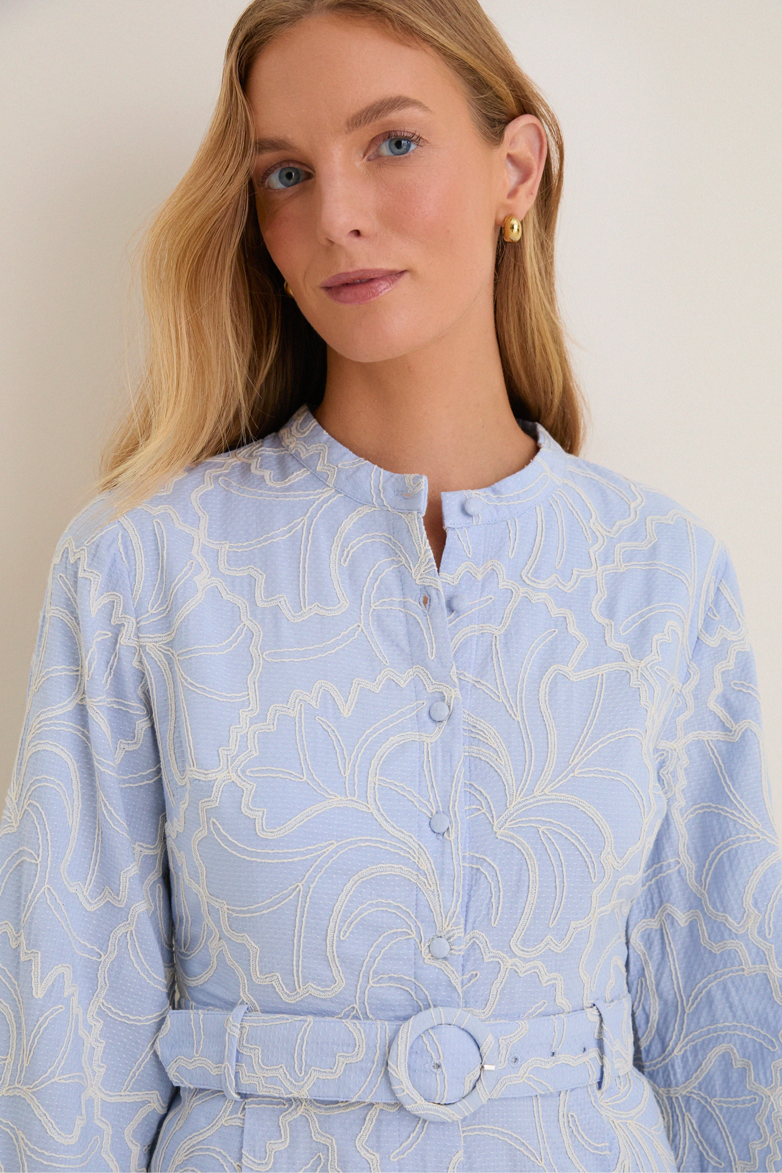 Blue Peony Embroidered Minny Romper - Image 2