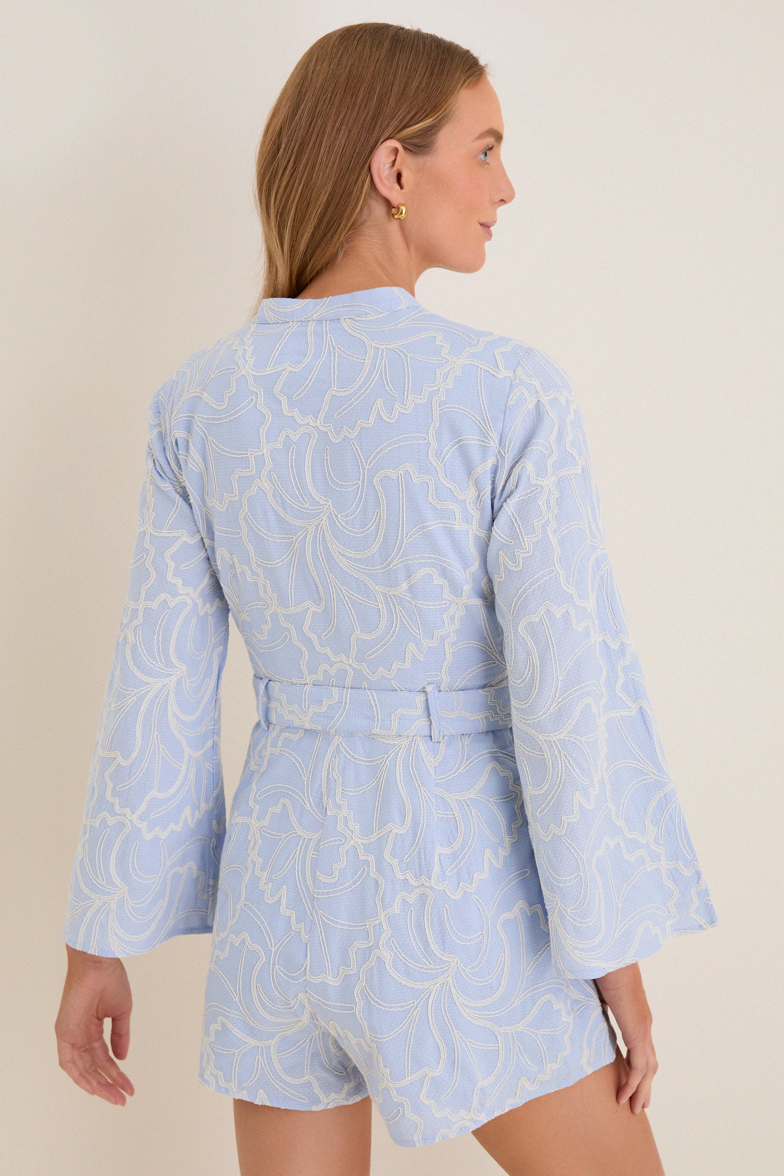 Blue Peony Embroidered Minny Romper - Image 5