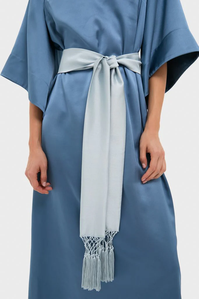 Blue Satin Emiliana Maxi Dress - Image 2